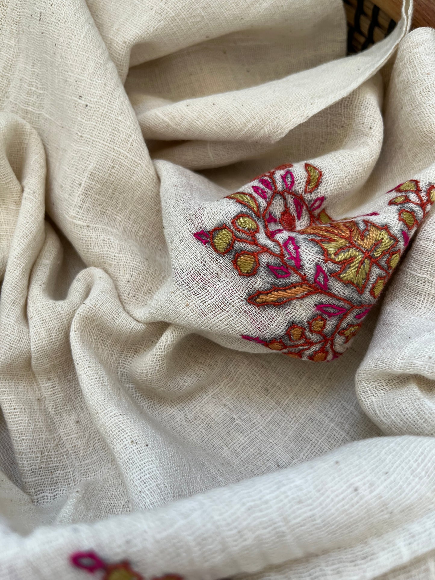 Kala Cotton kashmiri thread work stole