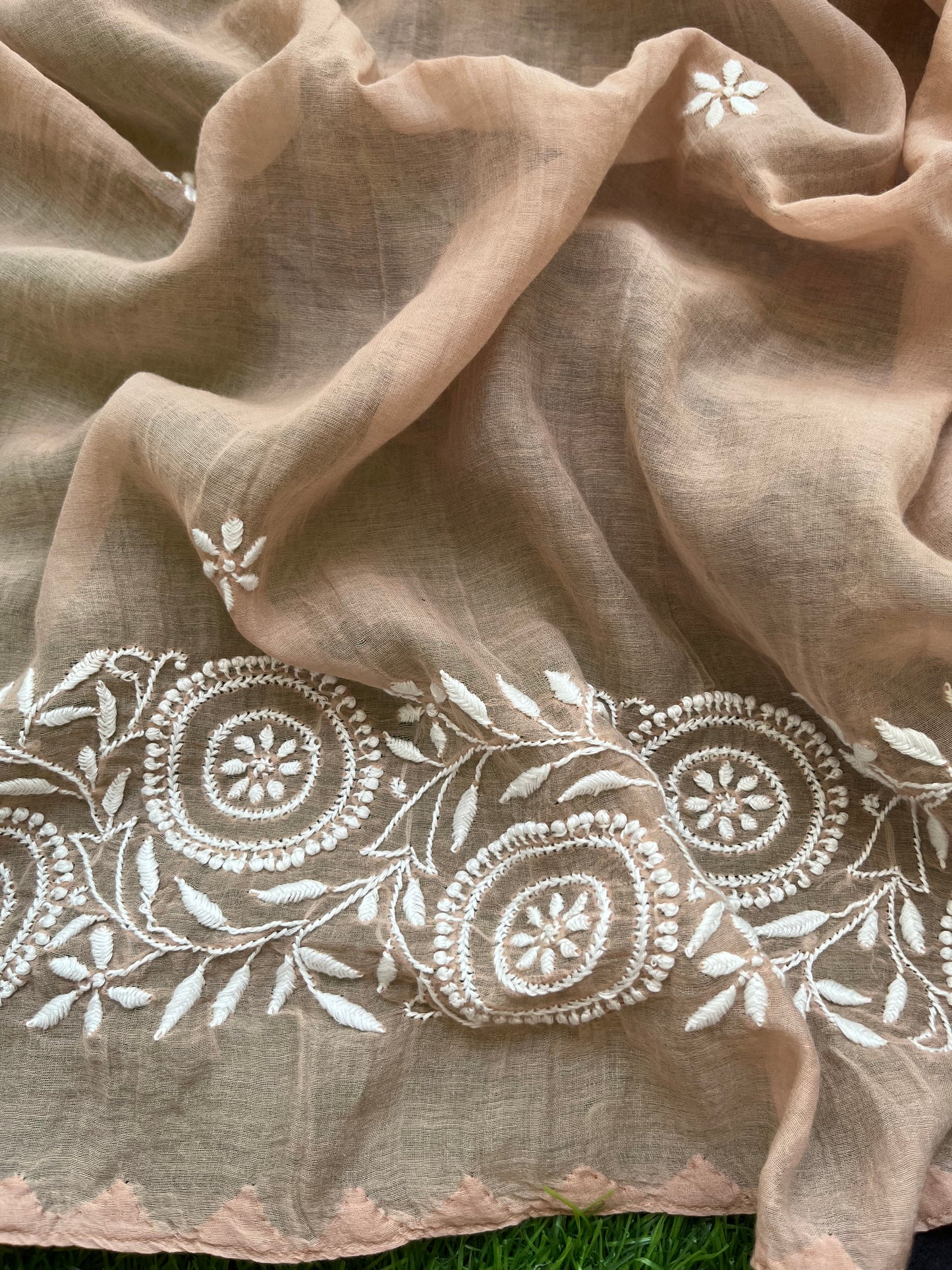 रोज़ाना :Chanderi Chikankari Dupatta with chanderi ajrakh print kurta Fabric