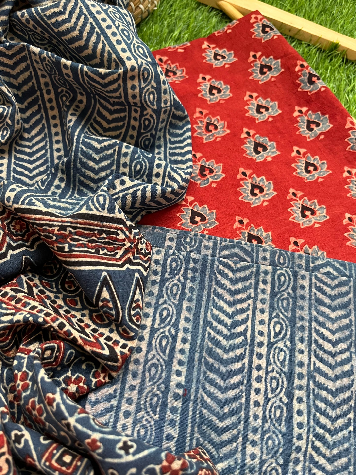 Ajrakh cotton Kurta bottom and dupatta