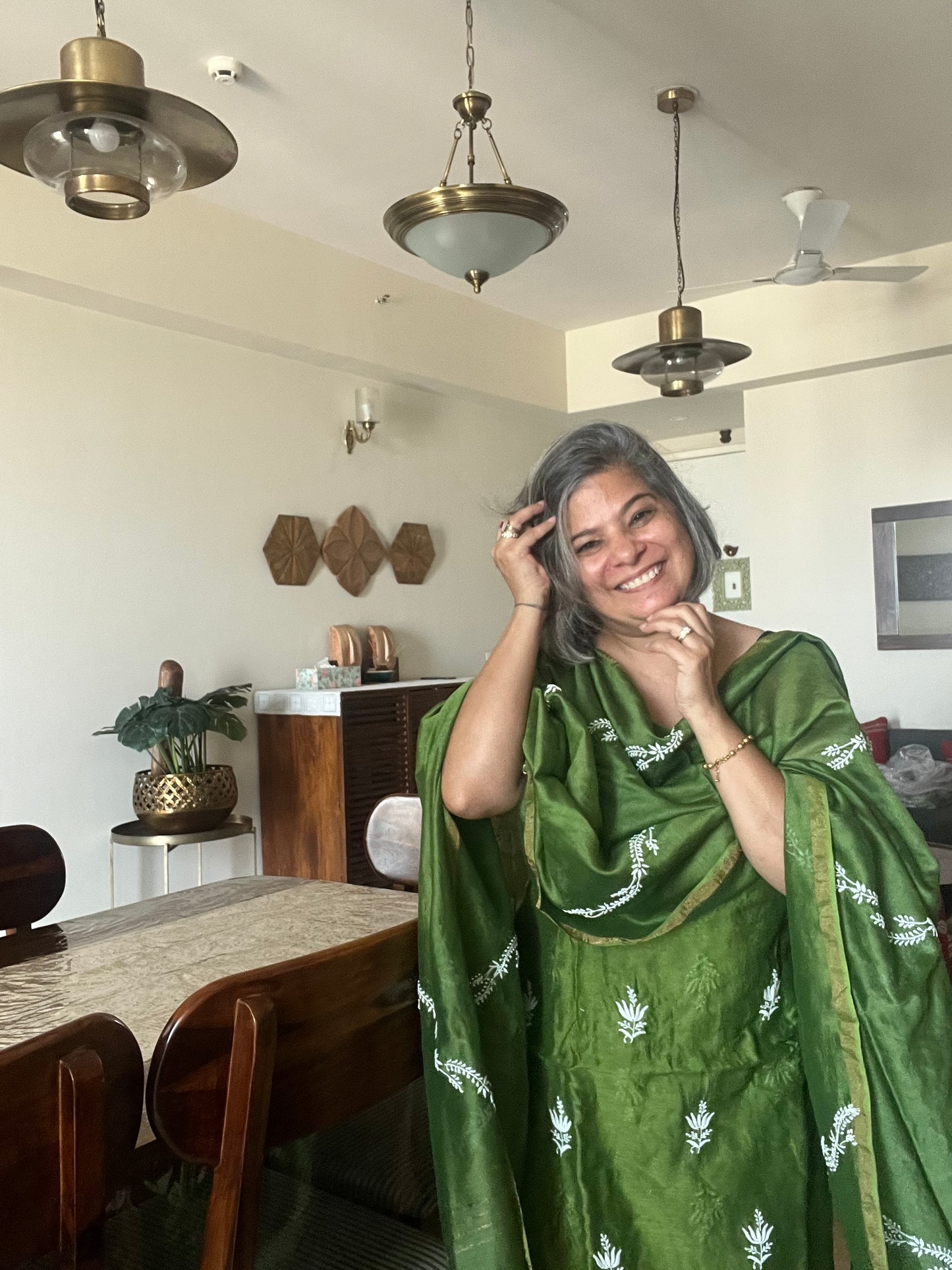 Chanderi chikan kurta and Dupatta
