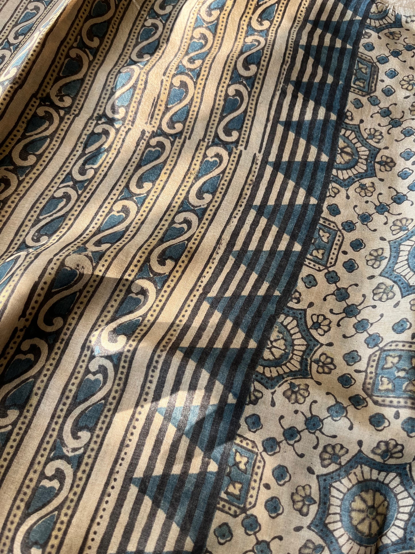 Tussar silk Ajrakh Kurta and dupatta