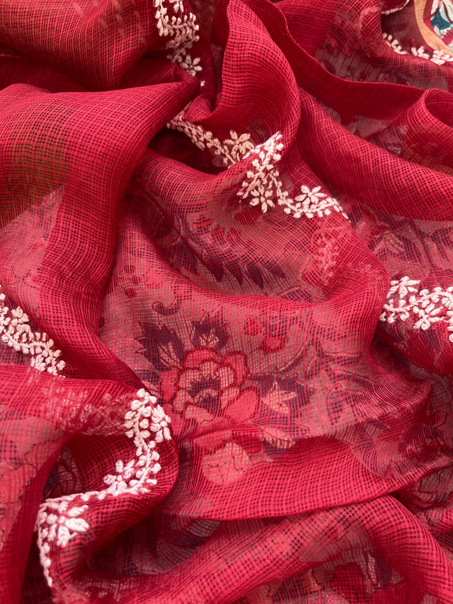 रोज़ाना :Kota Silk Chikankari Dupatta with chanderi block print kurta Fabric