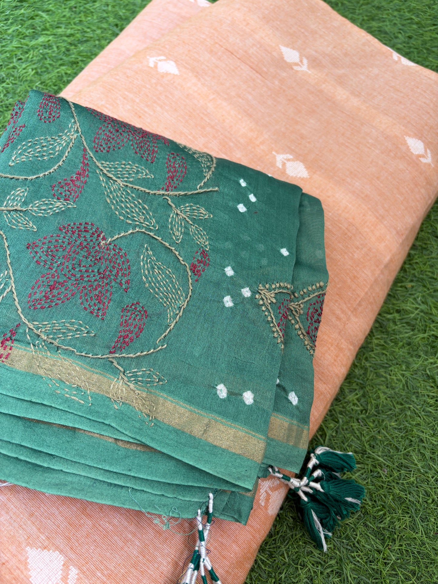 Plain mangalgiri kurta bottom pure chanderi bandhani chikankari dupatta