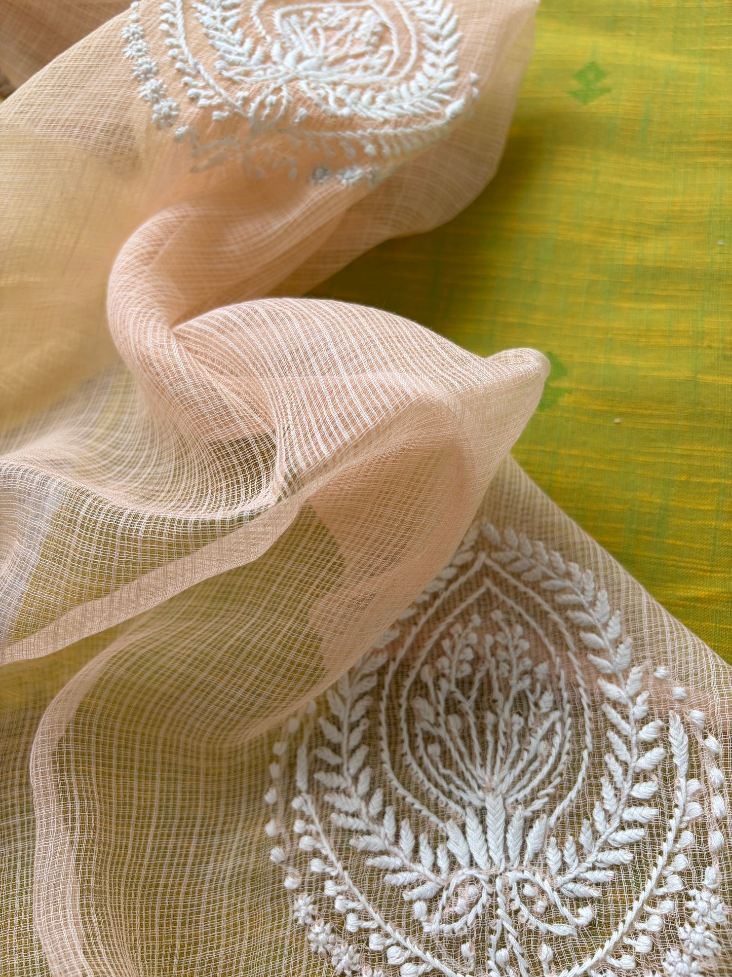 Mangalgiri kurta bottom Kota Doria chikankari dupatta