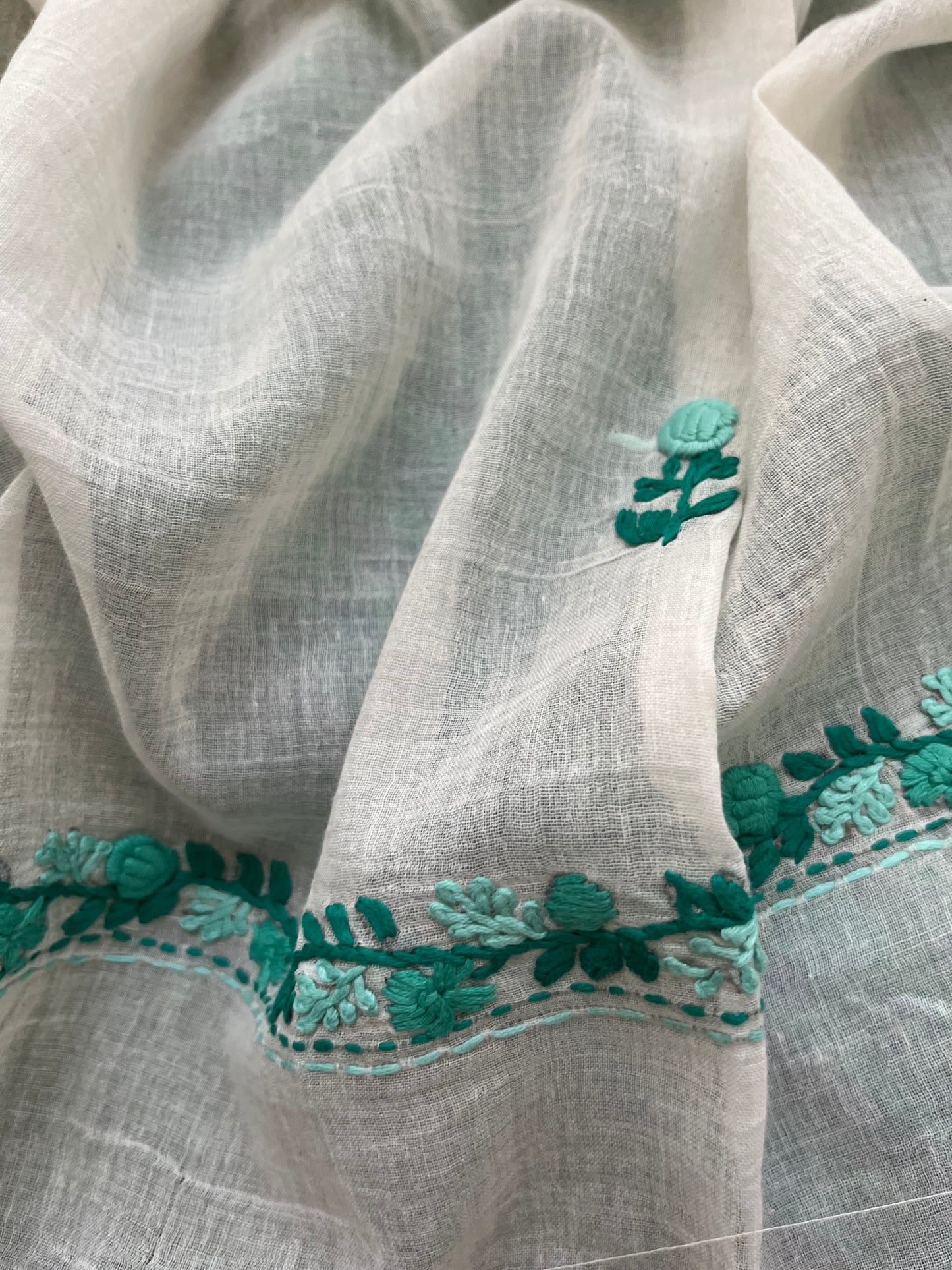 Cotton knot work embroidered dupatta and mangalgiri kurta bottom fabric