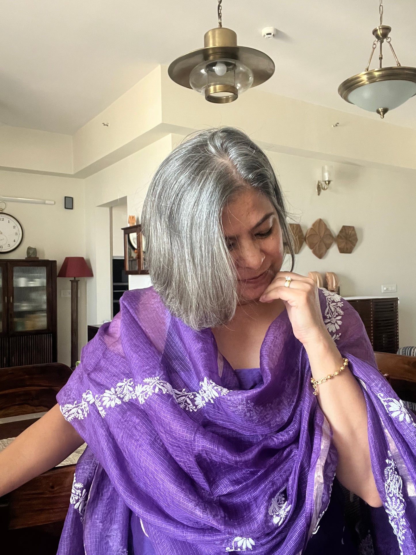 Chanderi chikan kurta and Dupatta