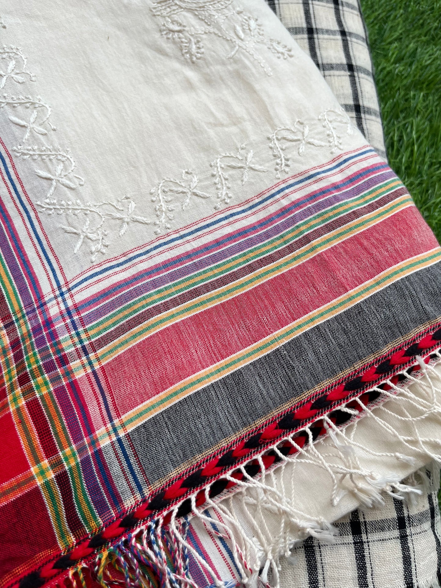 Handwoven organic kala Cotton kurta dupatta