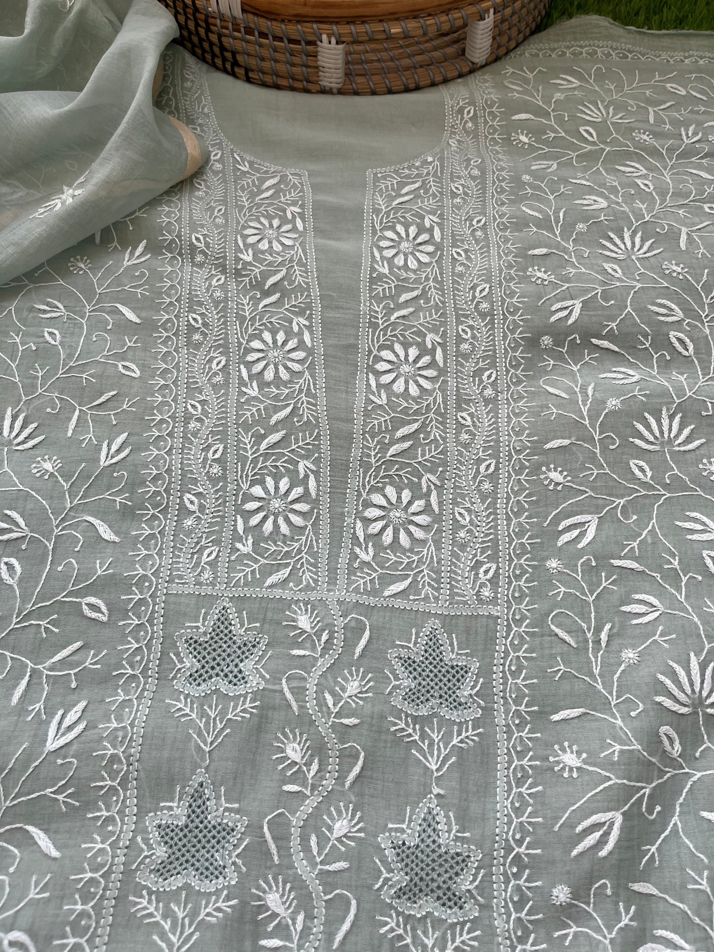 Chanderi Chikankari Kurta Dupatta