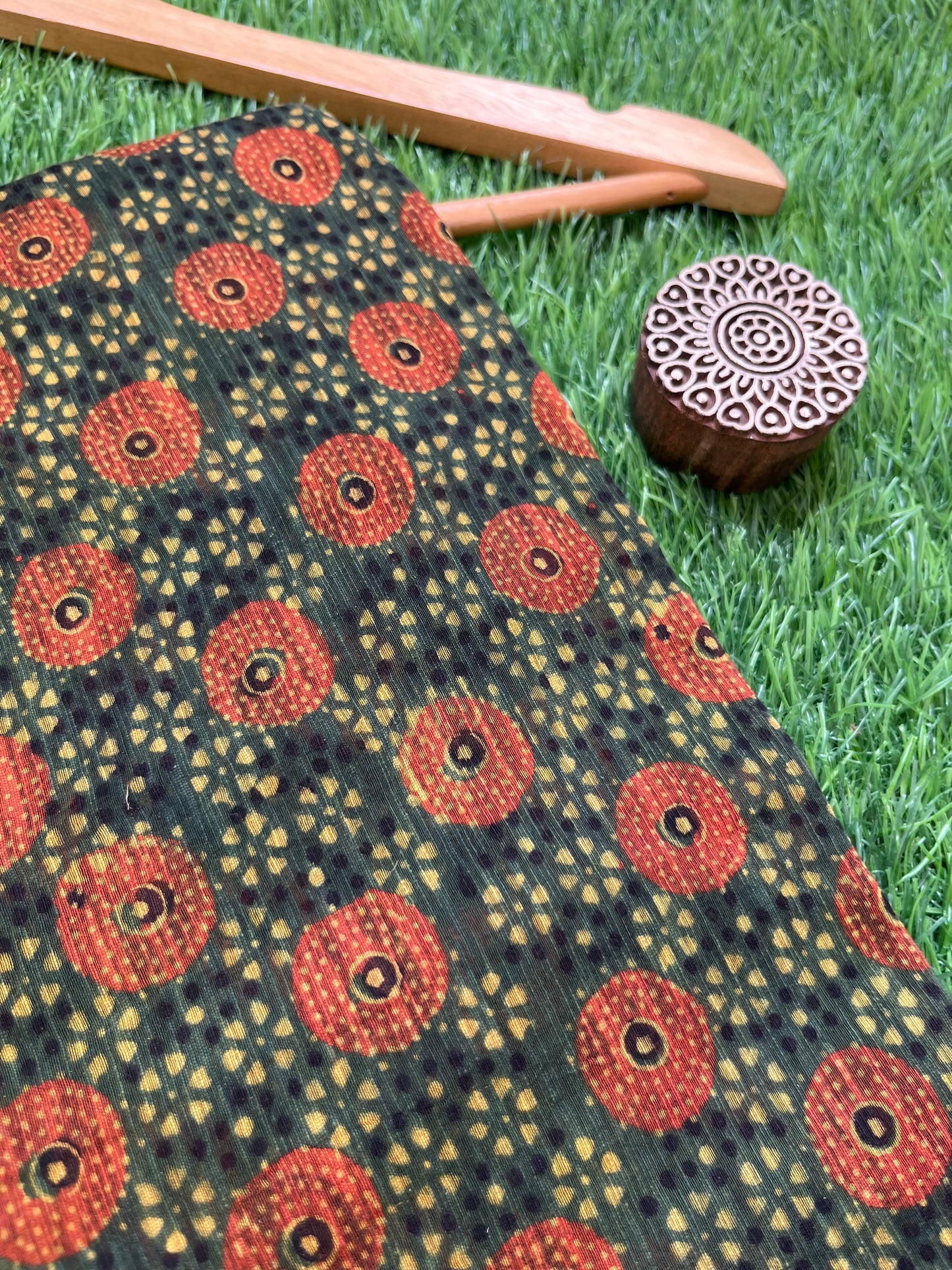 Ajrakh Chanderi fabric