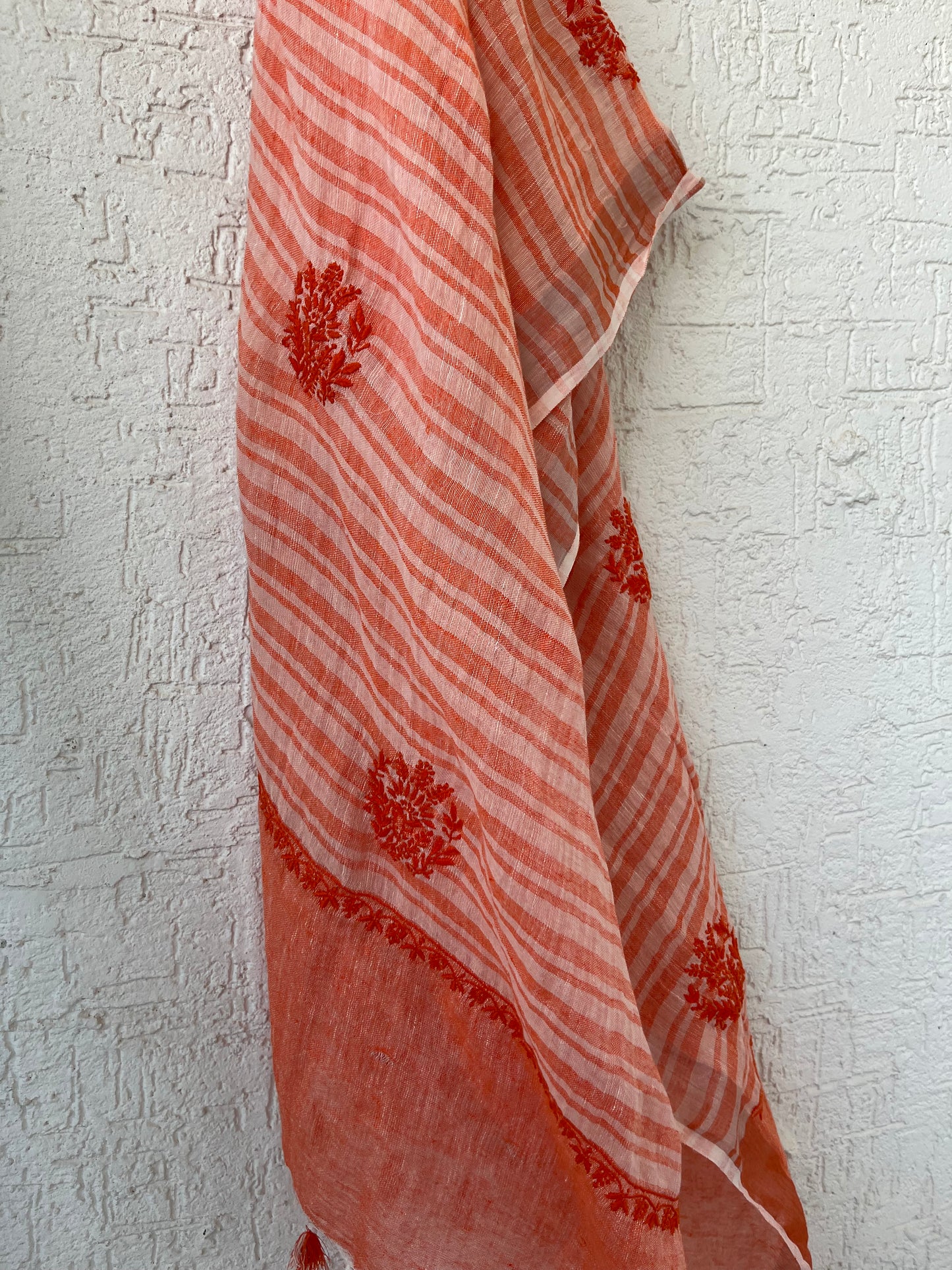 Linen chikankari Dupatta