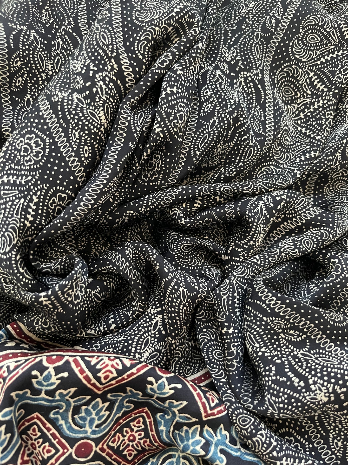Chanderi Chikankari Kurta ajrakh Dupatta