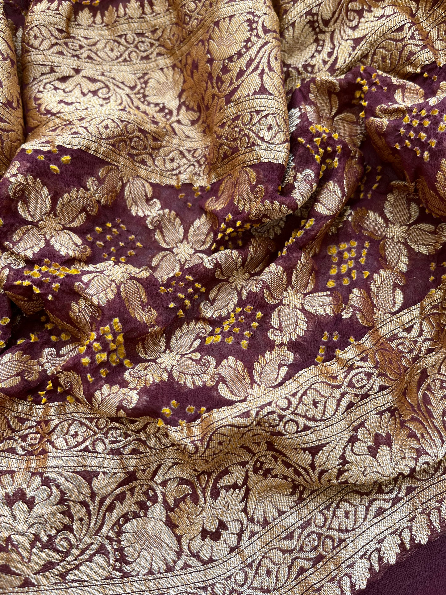 त्योहार् -Banarasi bandhani georgette dupatta silk kurta fabric