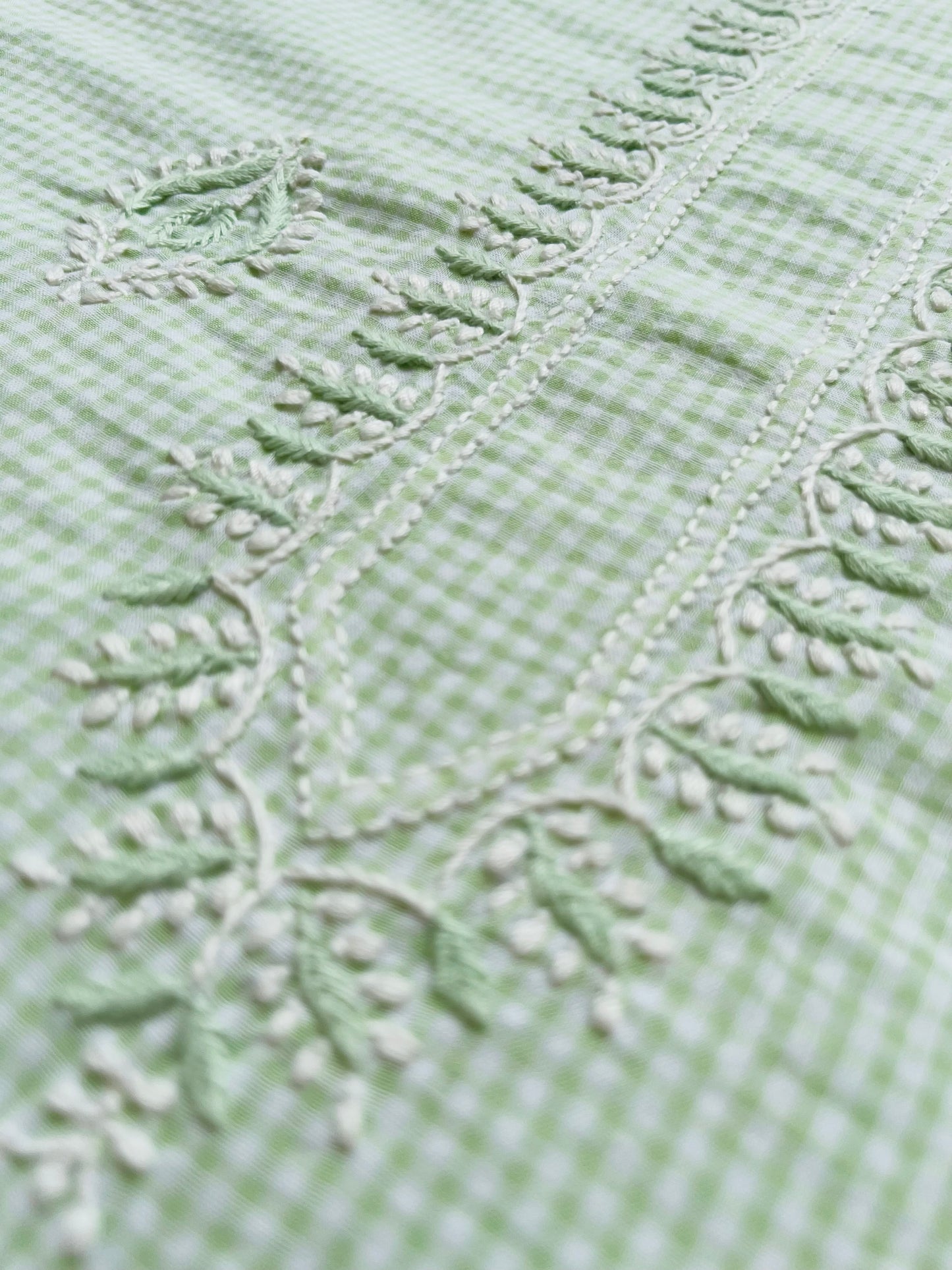 Cotton check chikan kurta