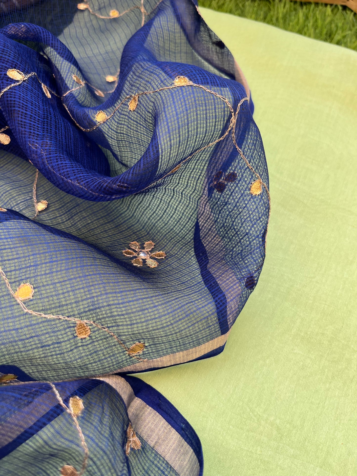त्योहार :kota silk gota patti Dupatta with plain chanderi kurta bottom Fabric