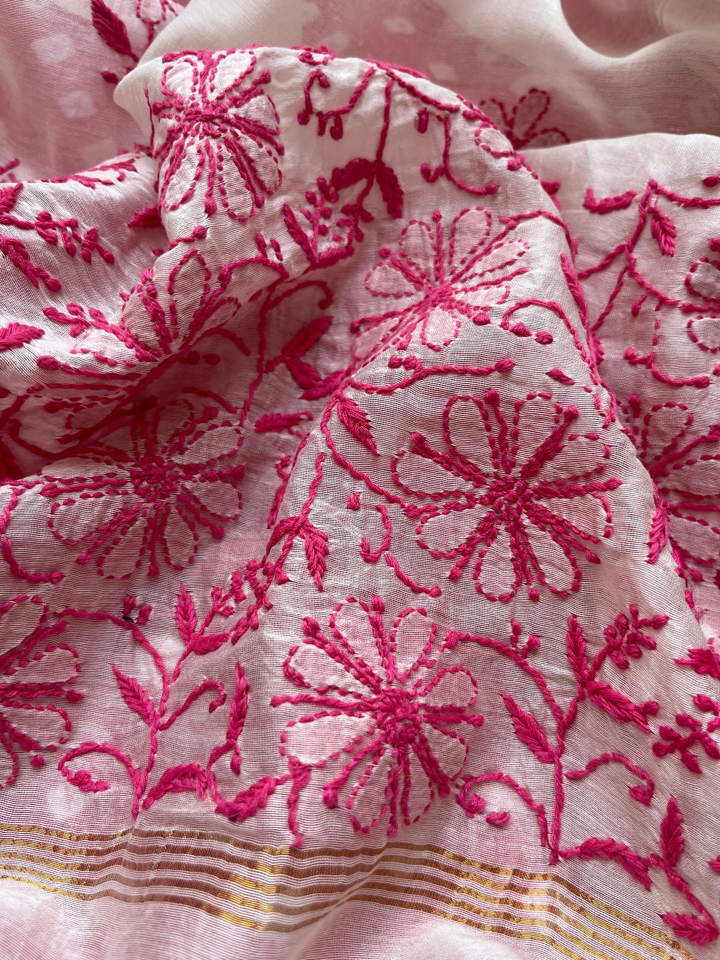 Cotton bandhani kurta fabric chanderi chikan work dupatta