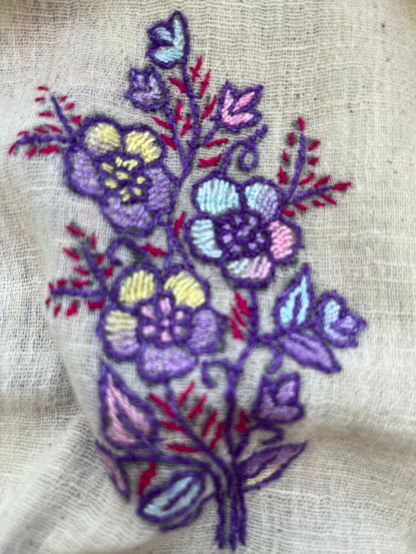 Kala Cotton kashmiri thread work stole