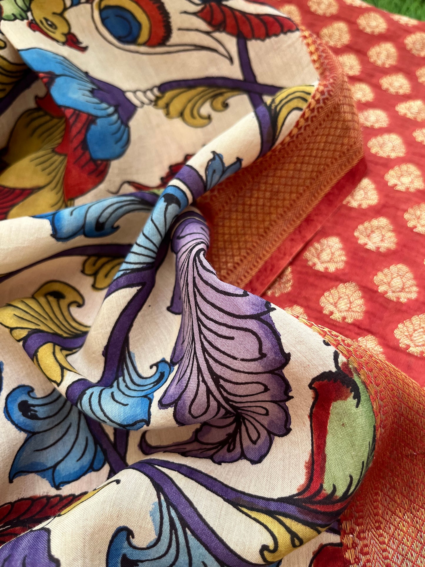 Kalamkari Dupatta with banarasi chanderi kurta glace cotton Bottom Fabric
