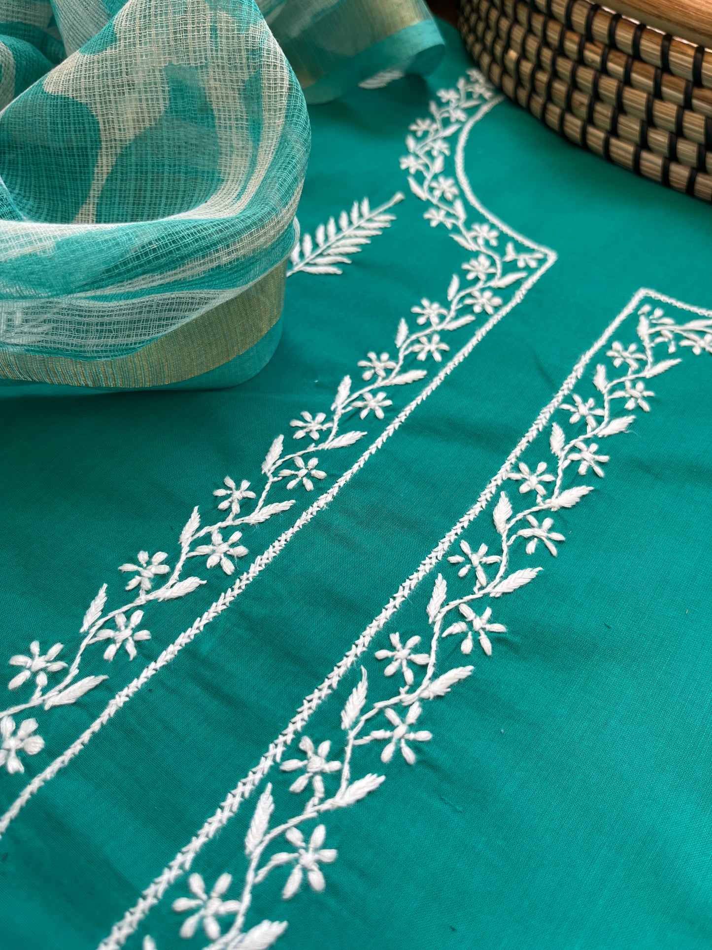 Cotton chikan kurta bottom