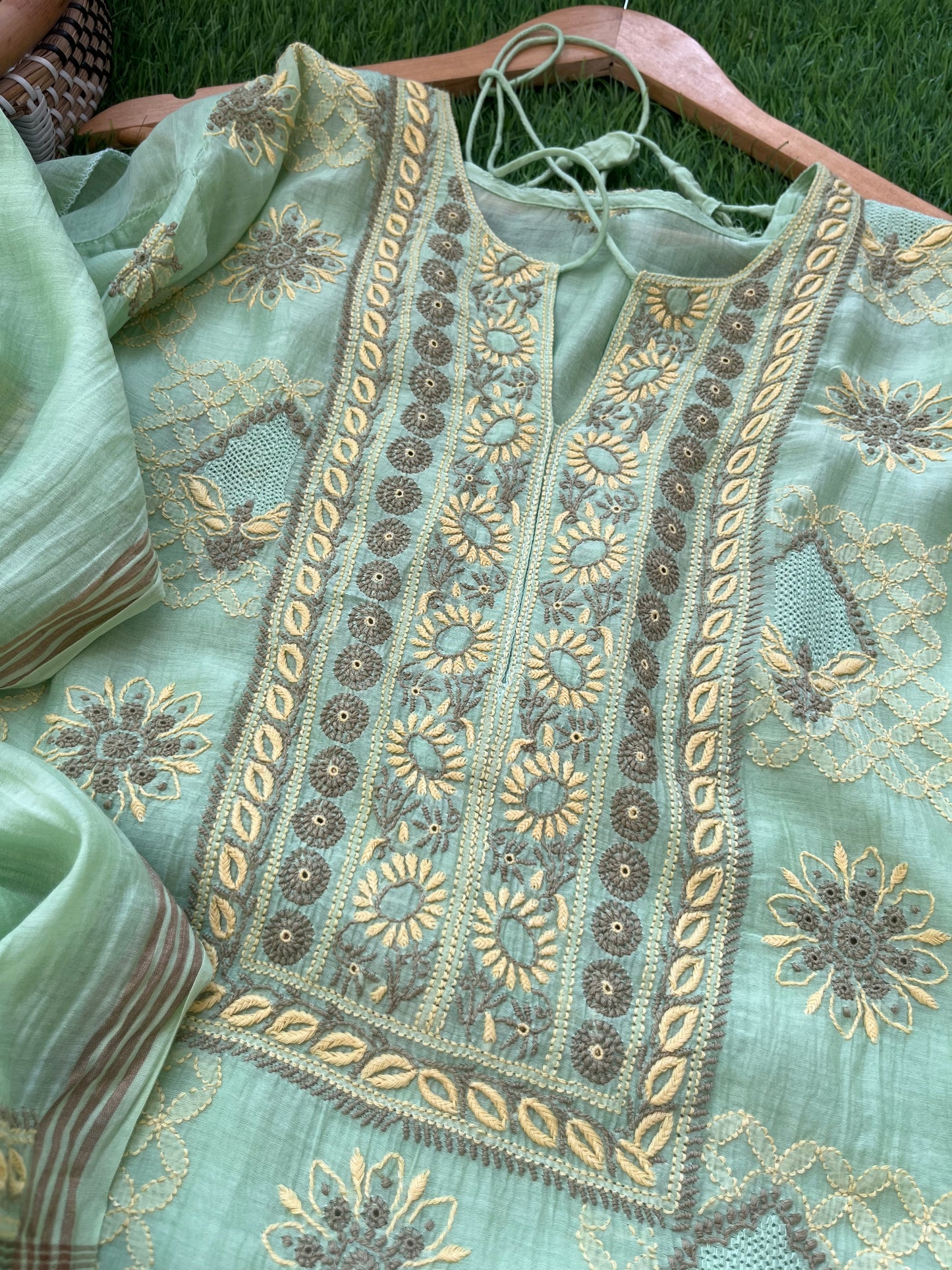 Chanderi Chikankari Kurta Dupatta