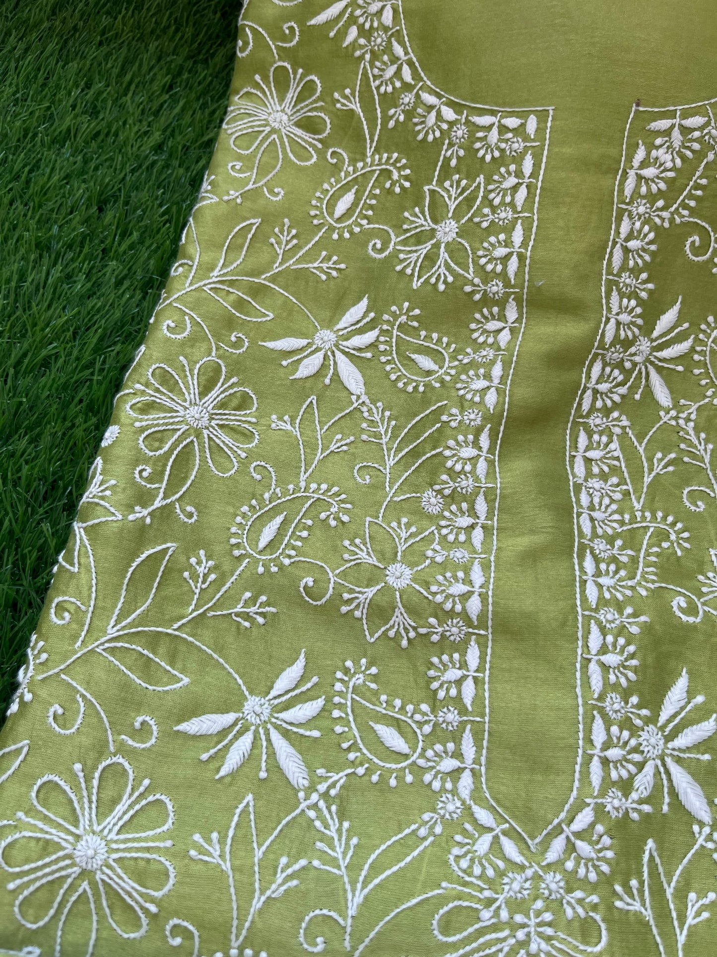 Chanderi chikankari kurta