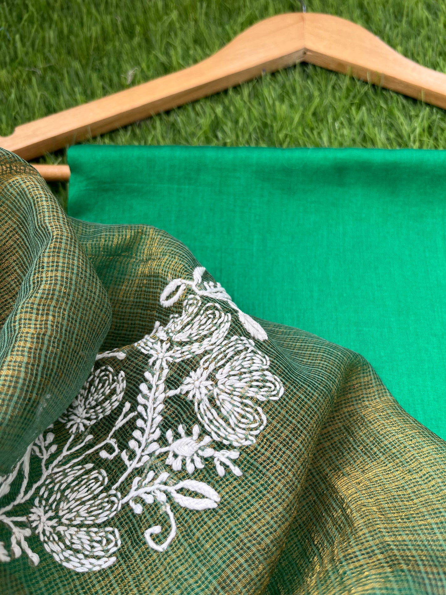 Chanderi kurta kurta fabric kota silk chikan work dupatta