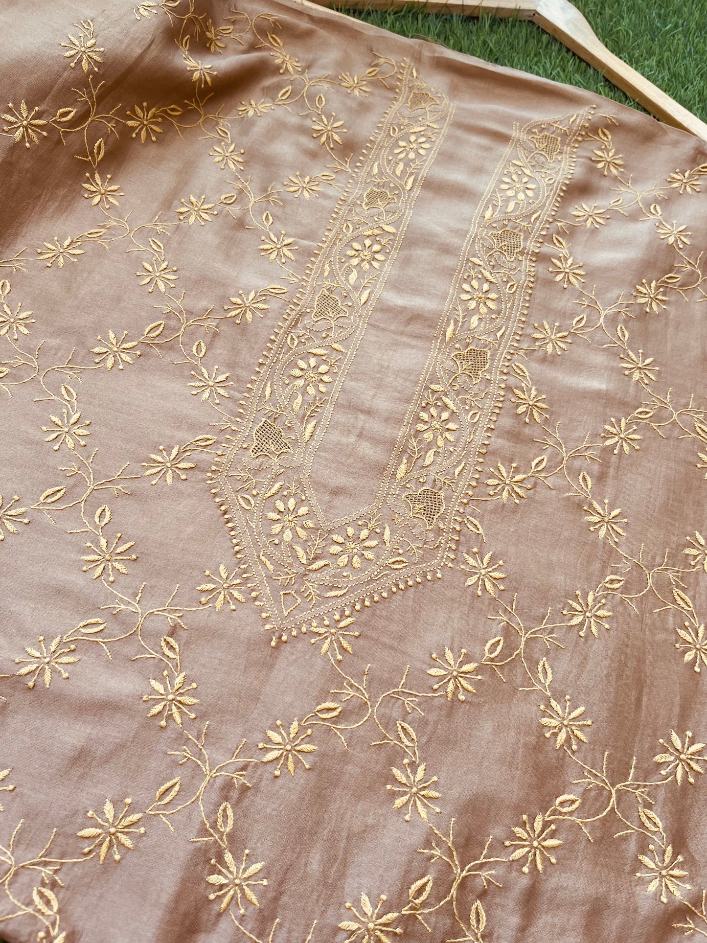 Chanderi chikankari kurta