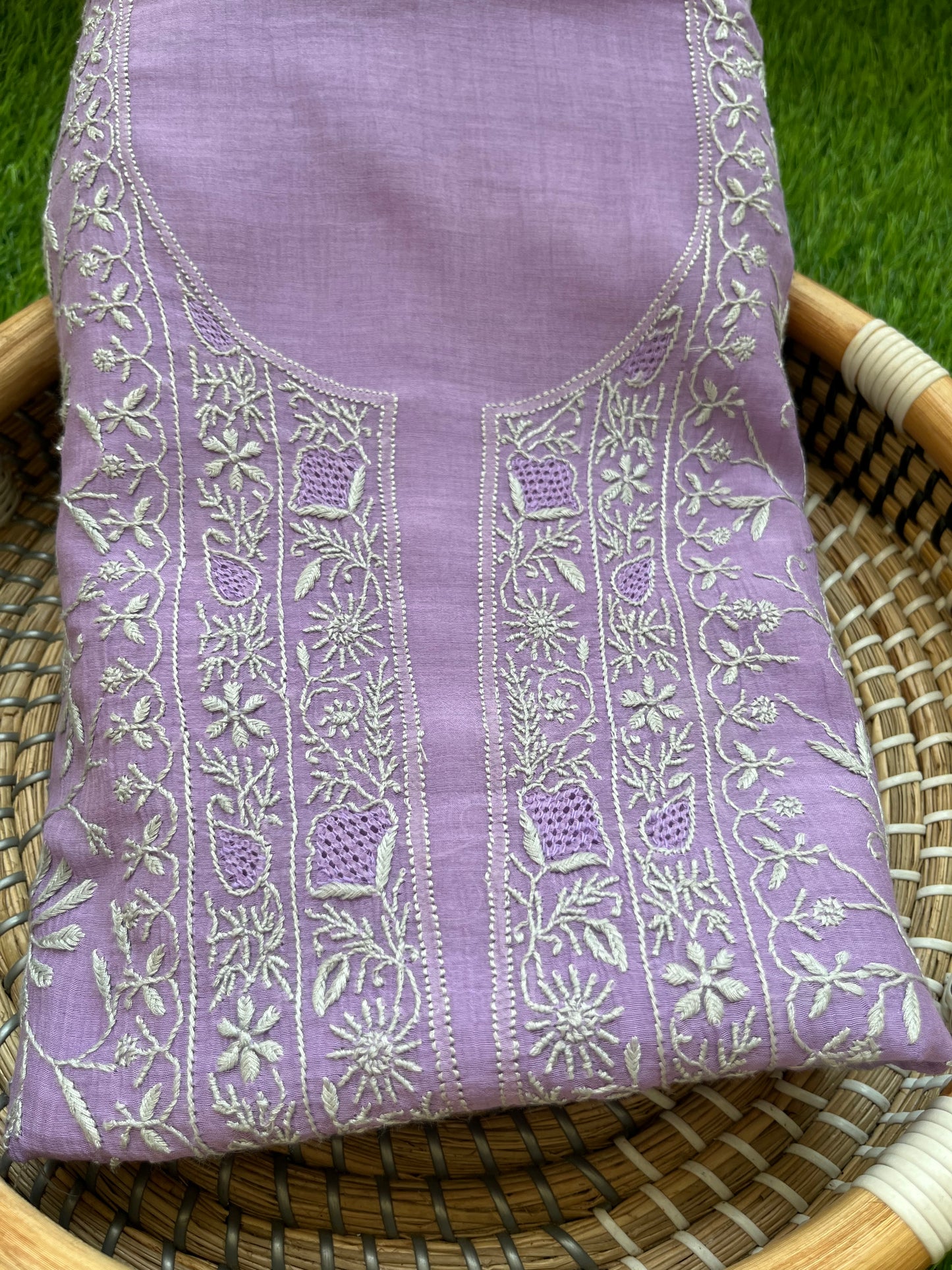 Chanderi chikankari kurta