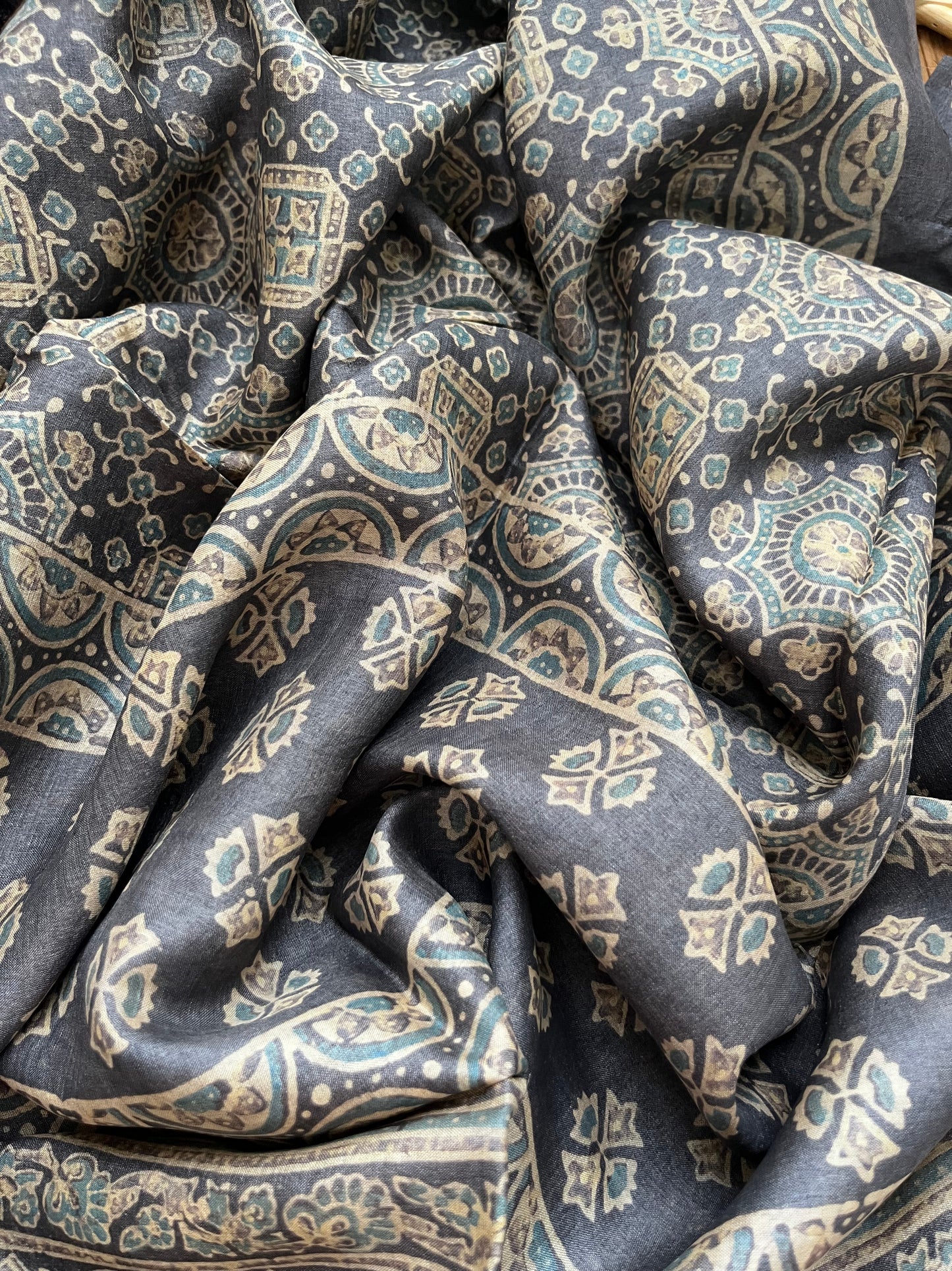 Tussar silk Ajrakh Kurta and dupatta