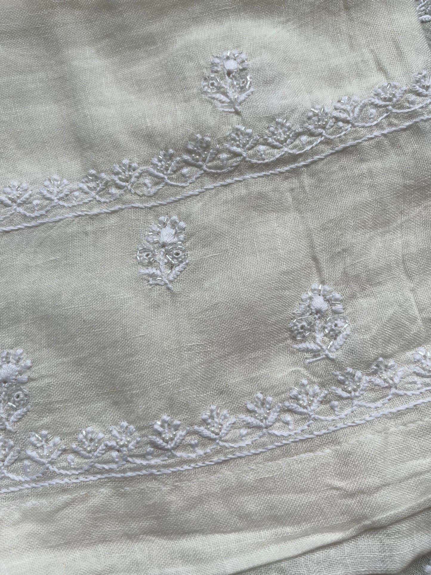 Linen chikan shirt and a-bottom-coord set