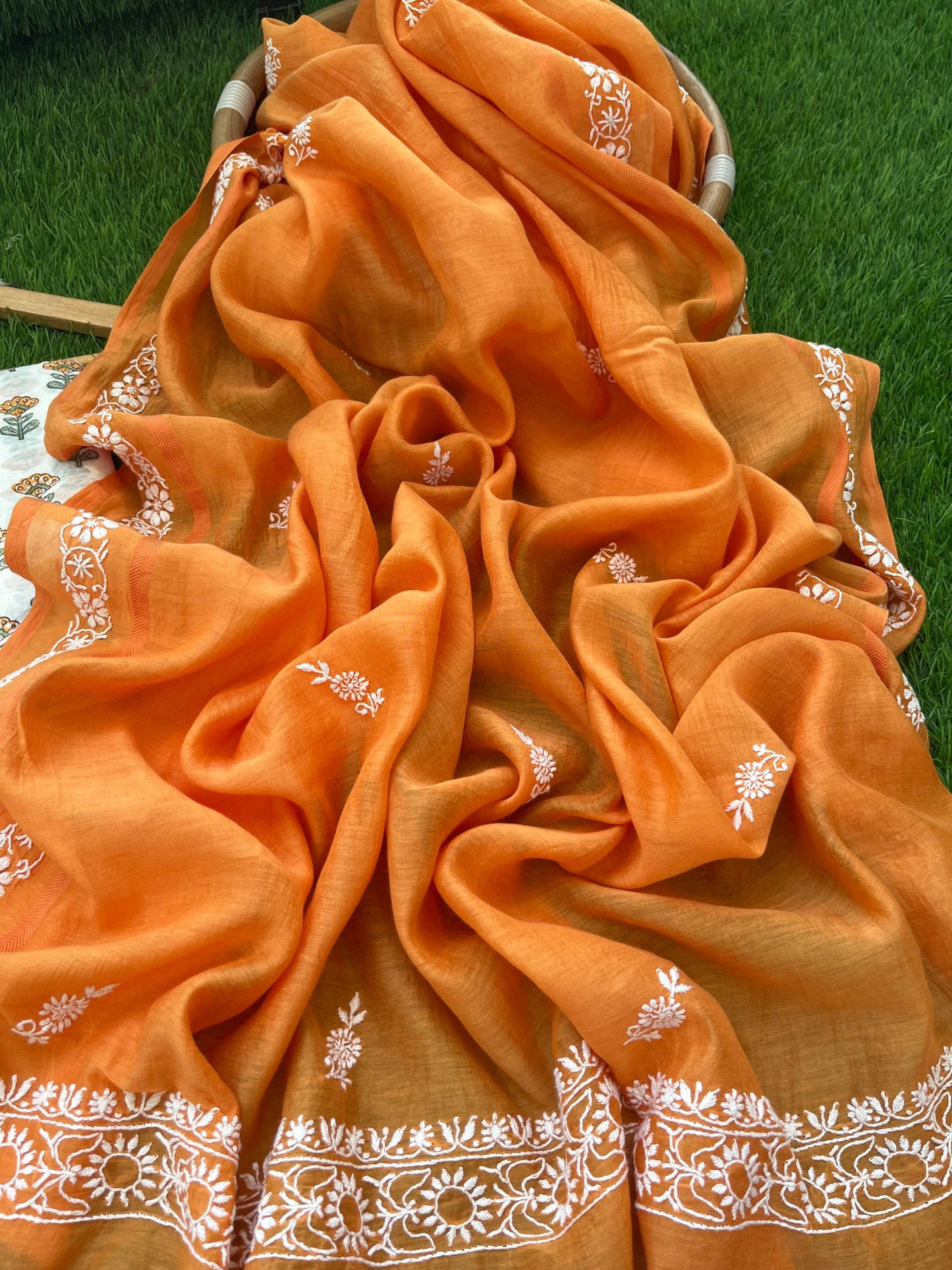 Chanderi silk Chikankari Dupatta with chanderi kurta bottom Fabric