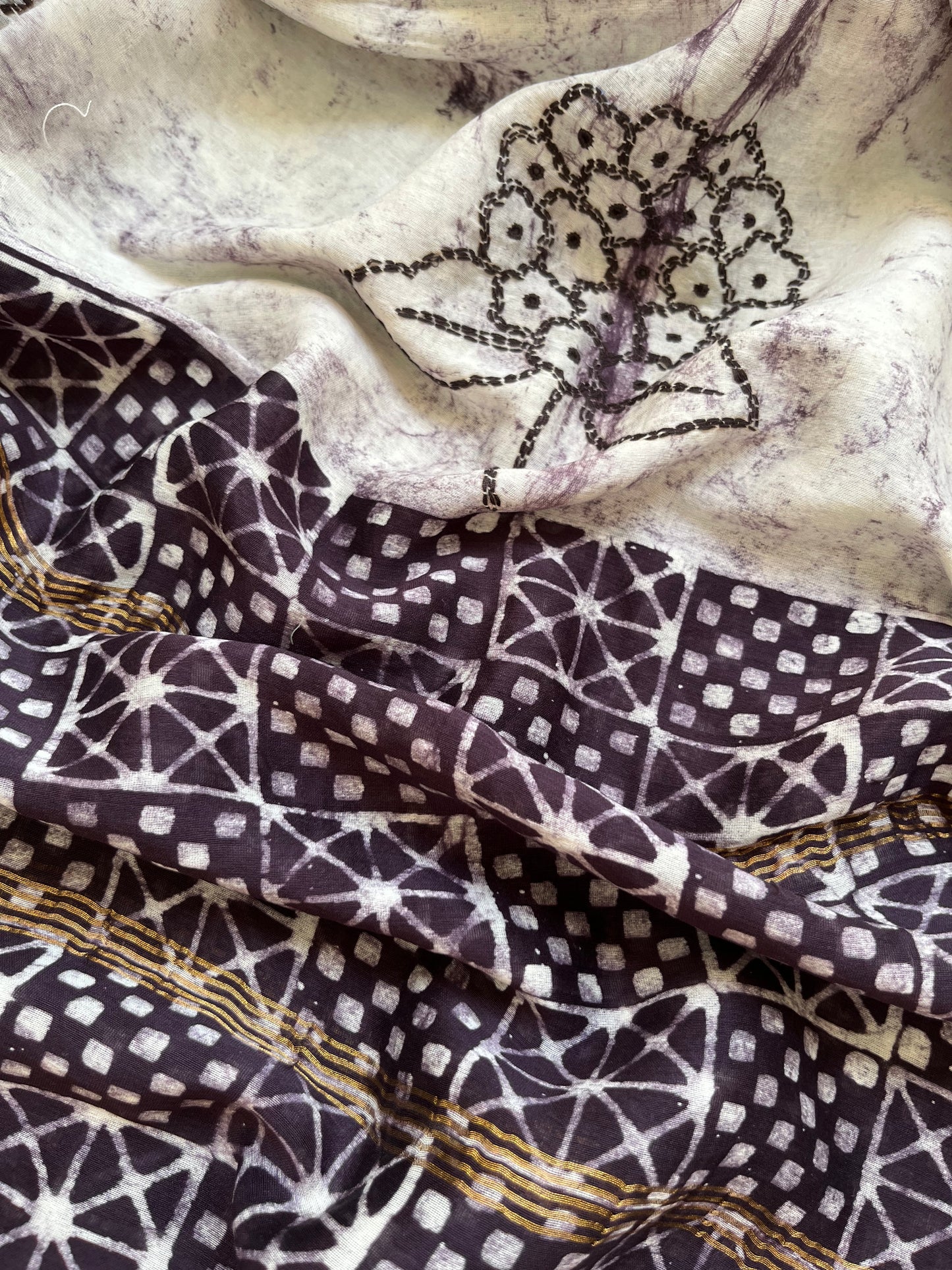 Baatik Chanderi chikankari Dupatta