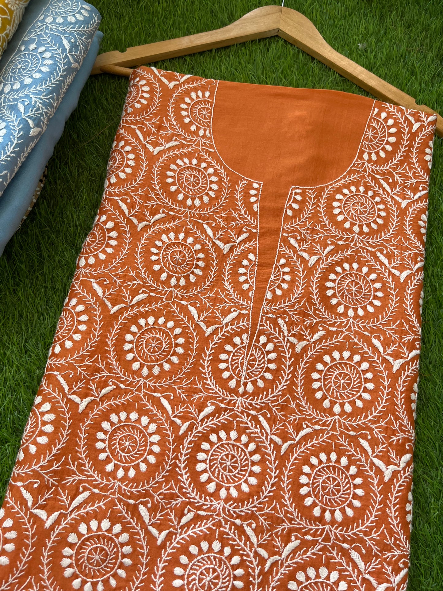 Chanderi chikankari kurta