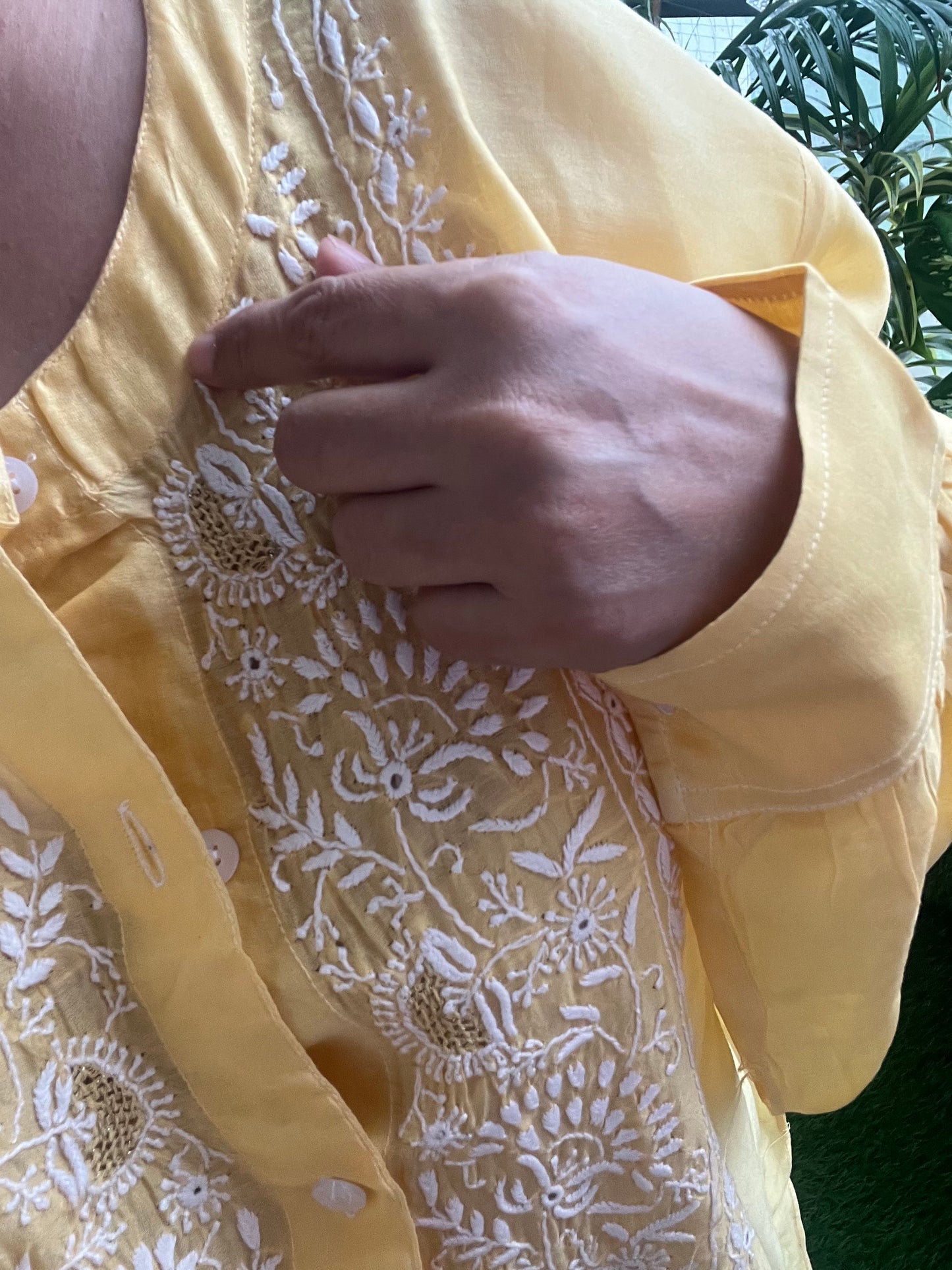 Chanderi chikan shirt and a-bottom-coord set