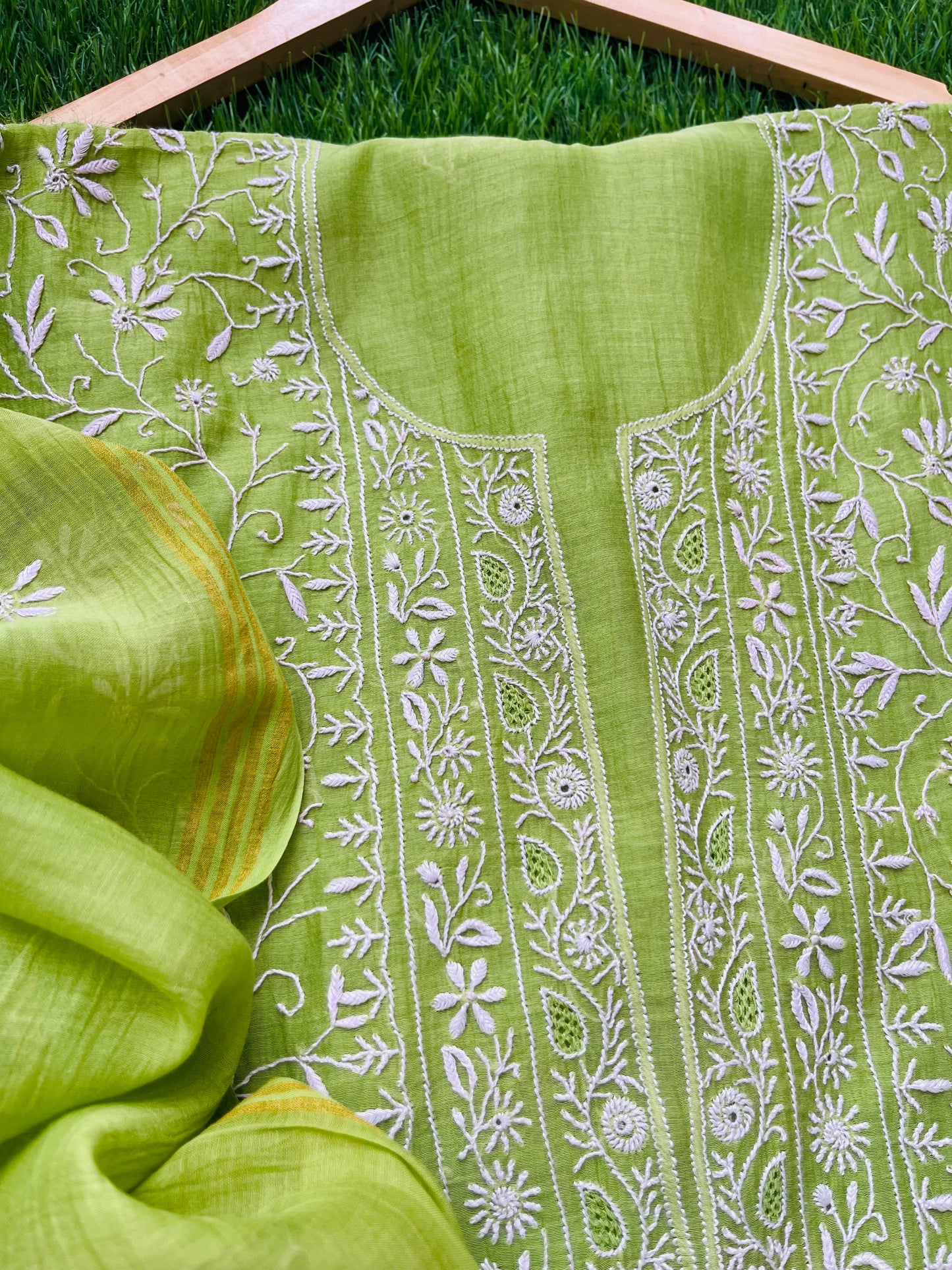 Chanderi Chikankari Kurta Dupatta