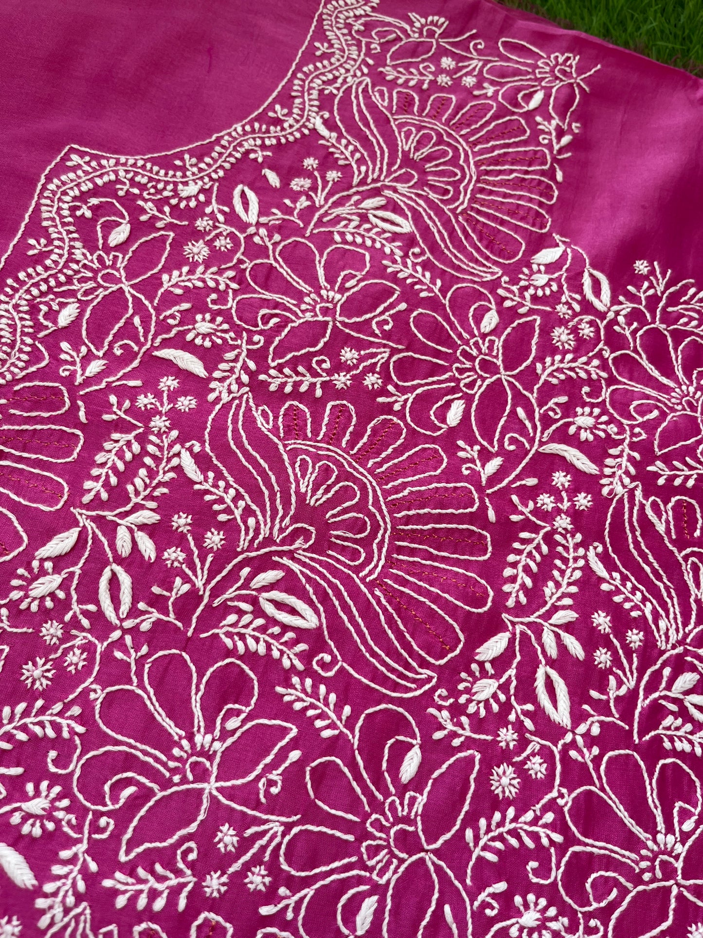 Chanderi chikankari kurta