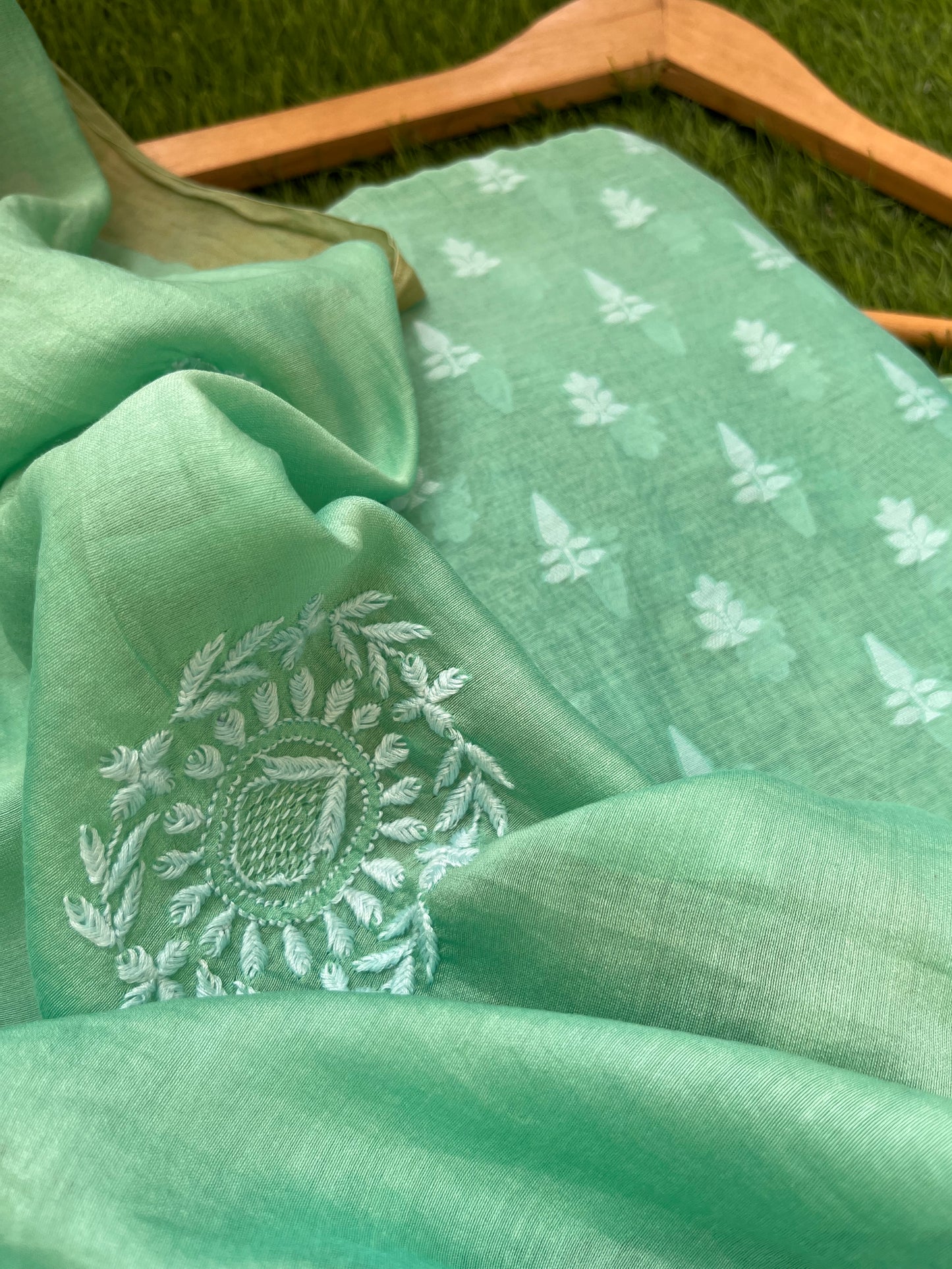 Jaamdani kurta bottom chanderi dupatta