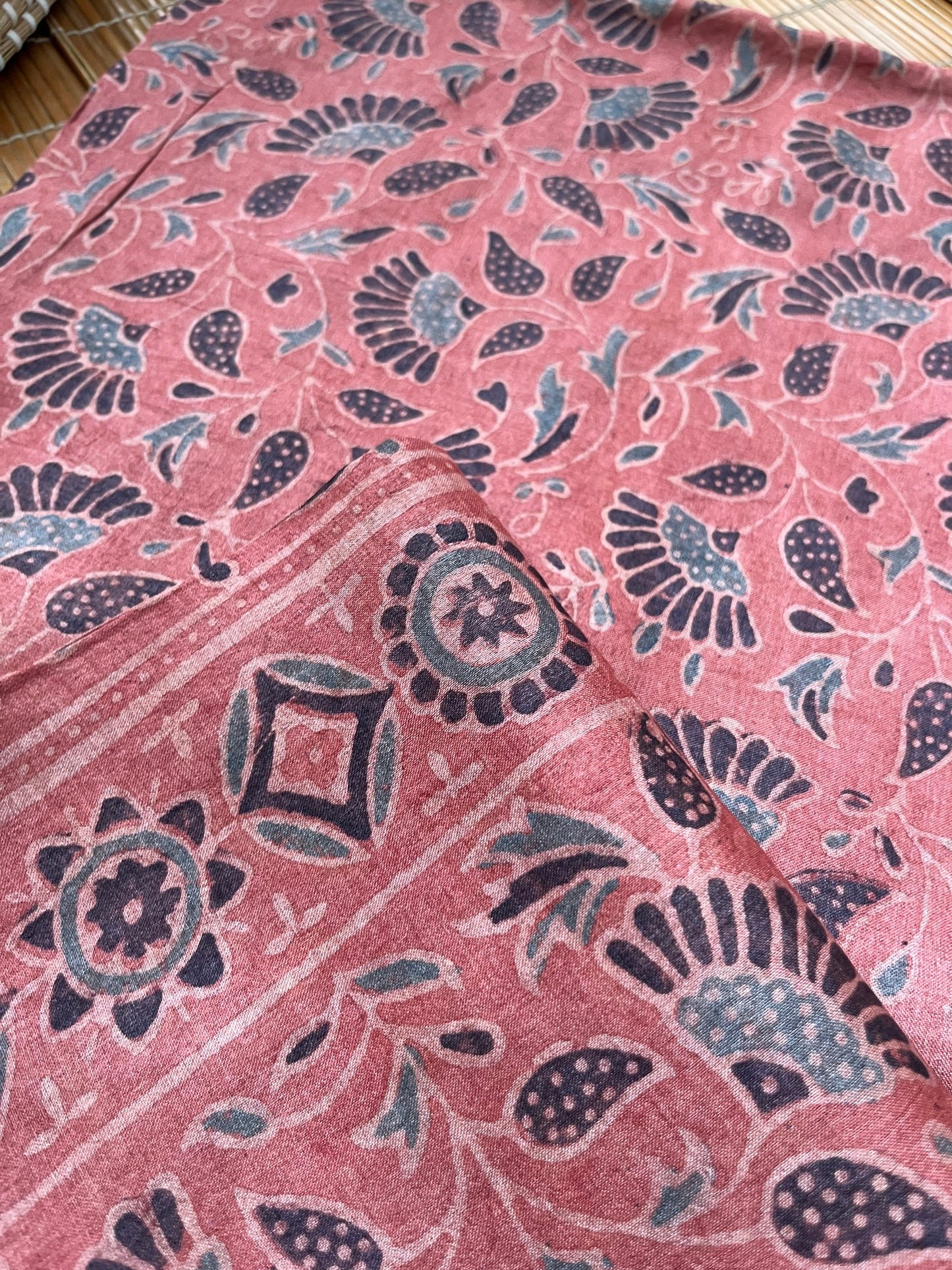 Tussar silk Ajrakh Kurta and dupatta