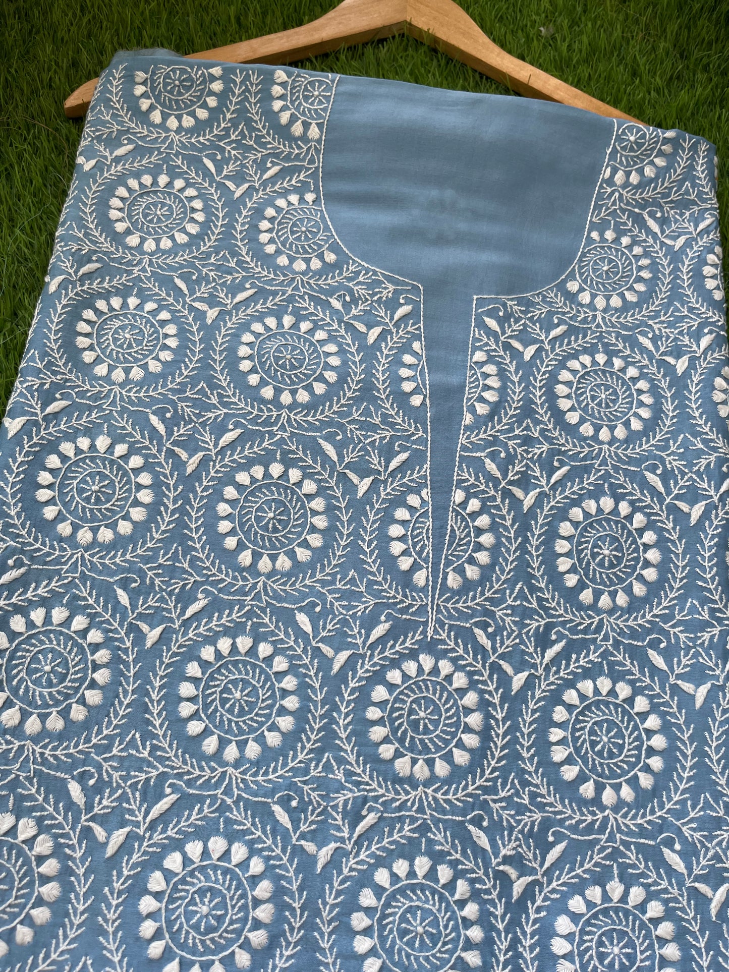 Chanderi chikankari kurta