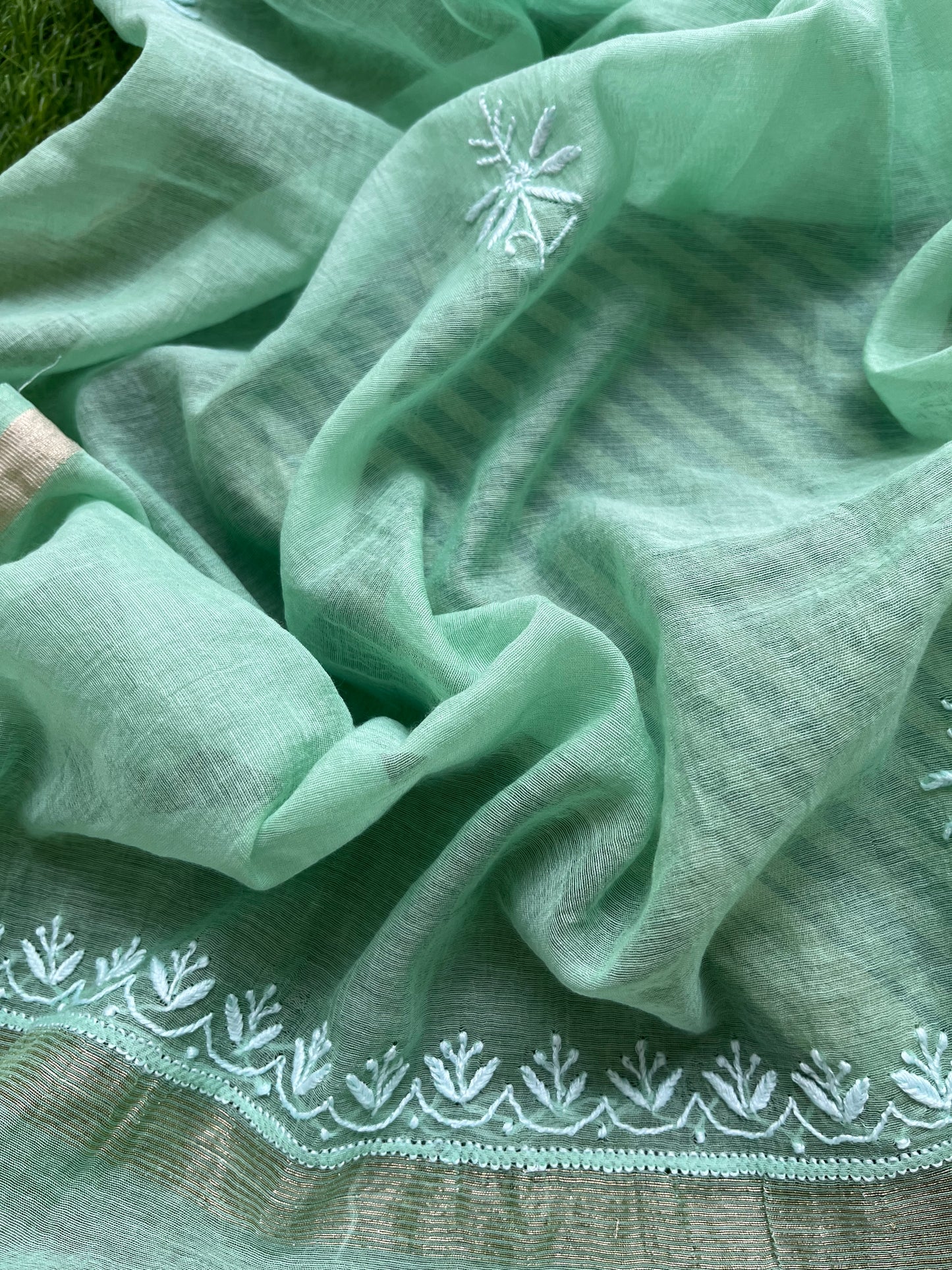 Chanderi Chikankari Dupatta cotton Fabric