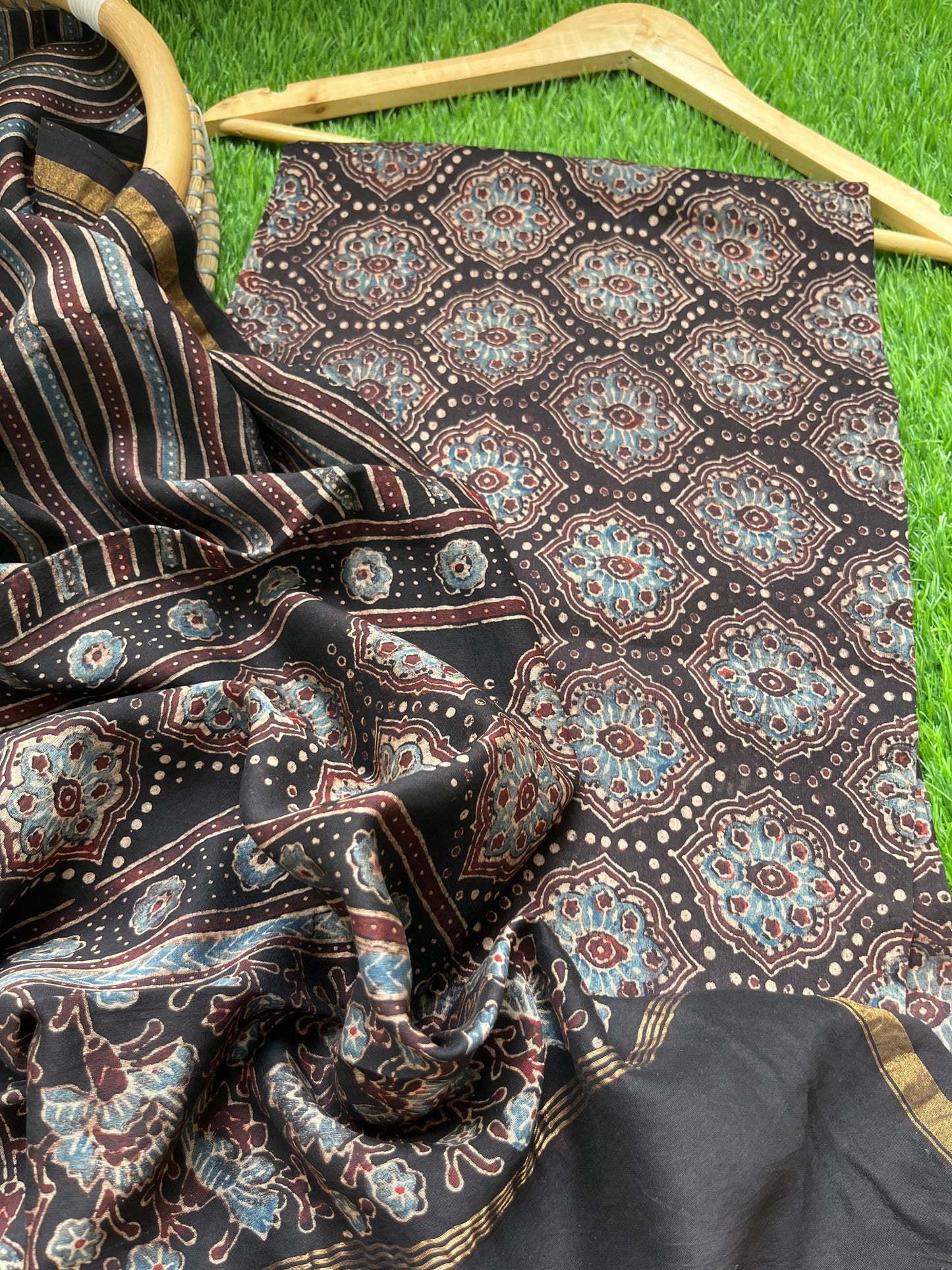 Chanderi silk Ajrakh Kurta and dupatta