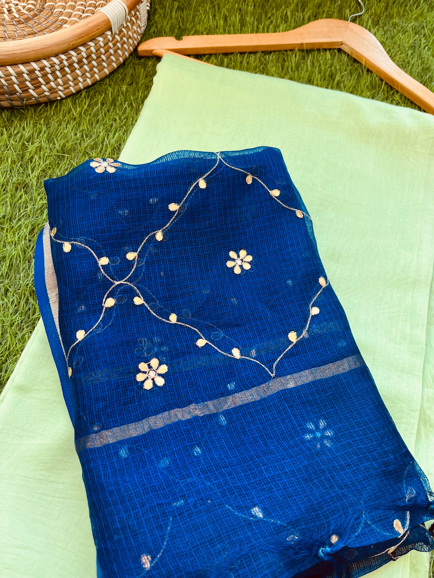 त्योहार :kota silk gota patti Dupatta with plain chanderi kurta bottom Fabric