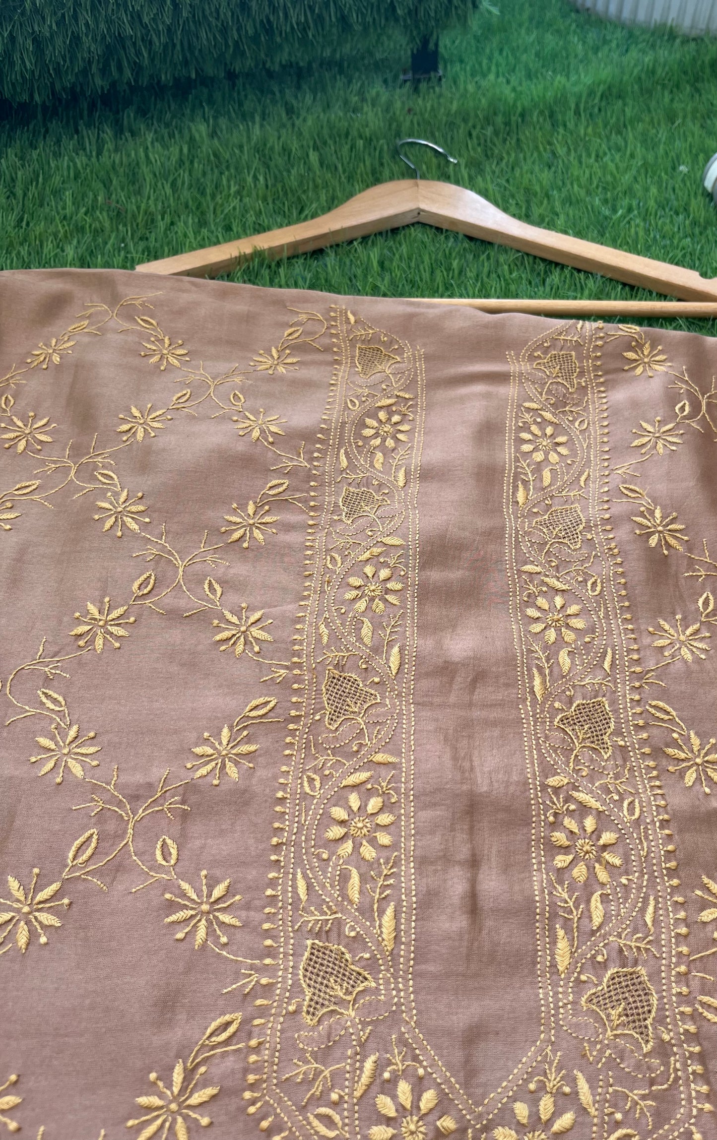 Chanderi chikankari kurta