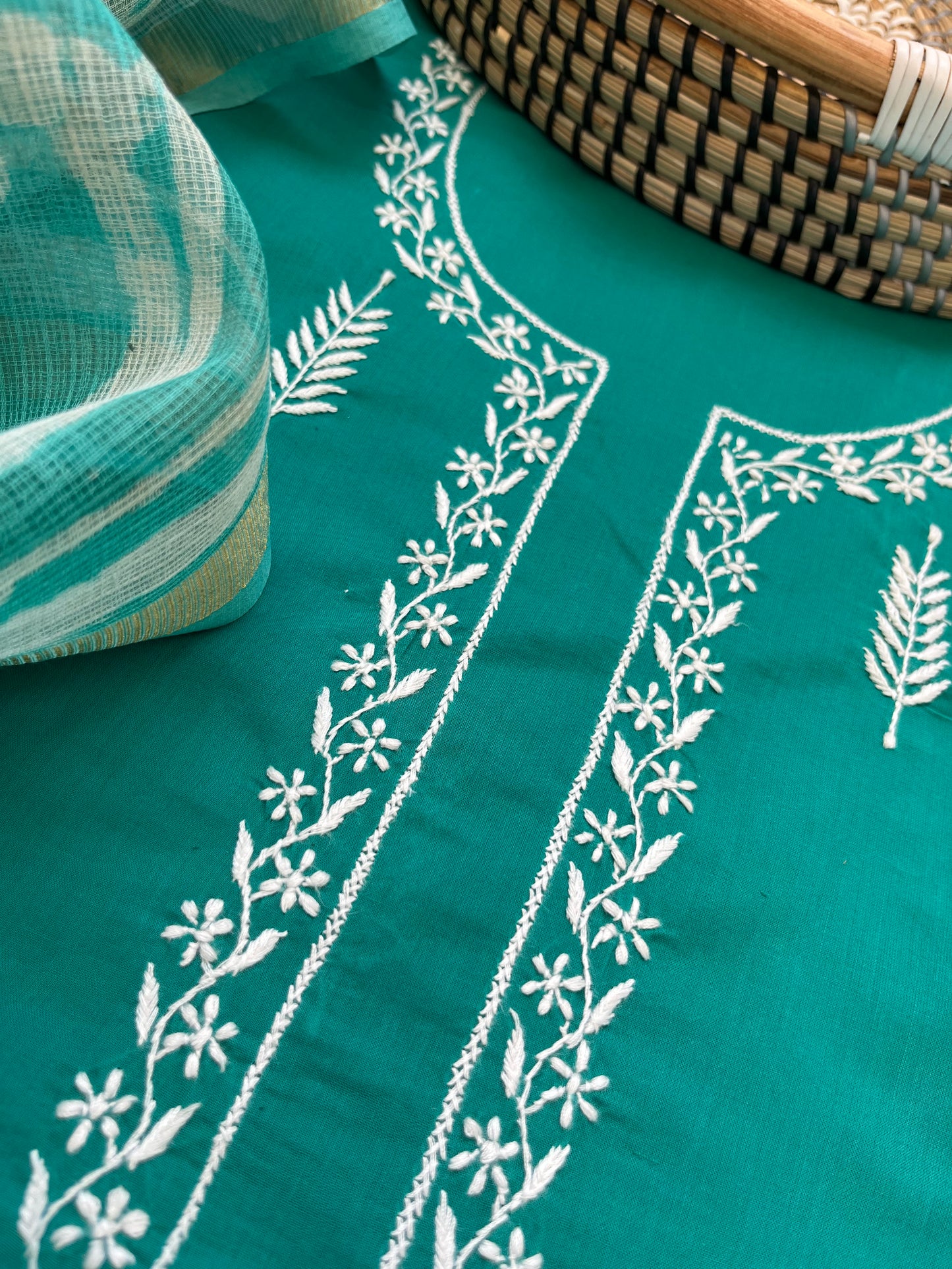 Cotton chikan kurta bottom