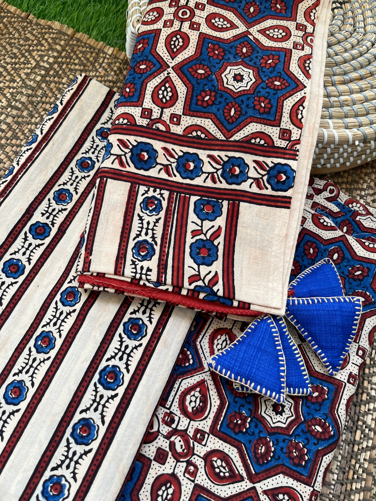 Ajrakh cotton Kurta bottom and dupatta