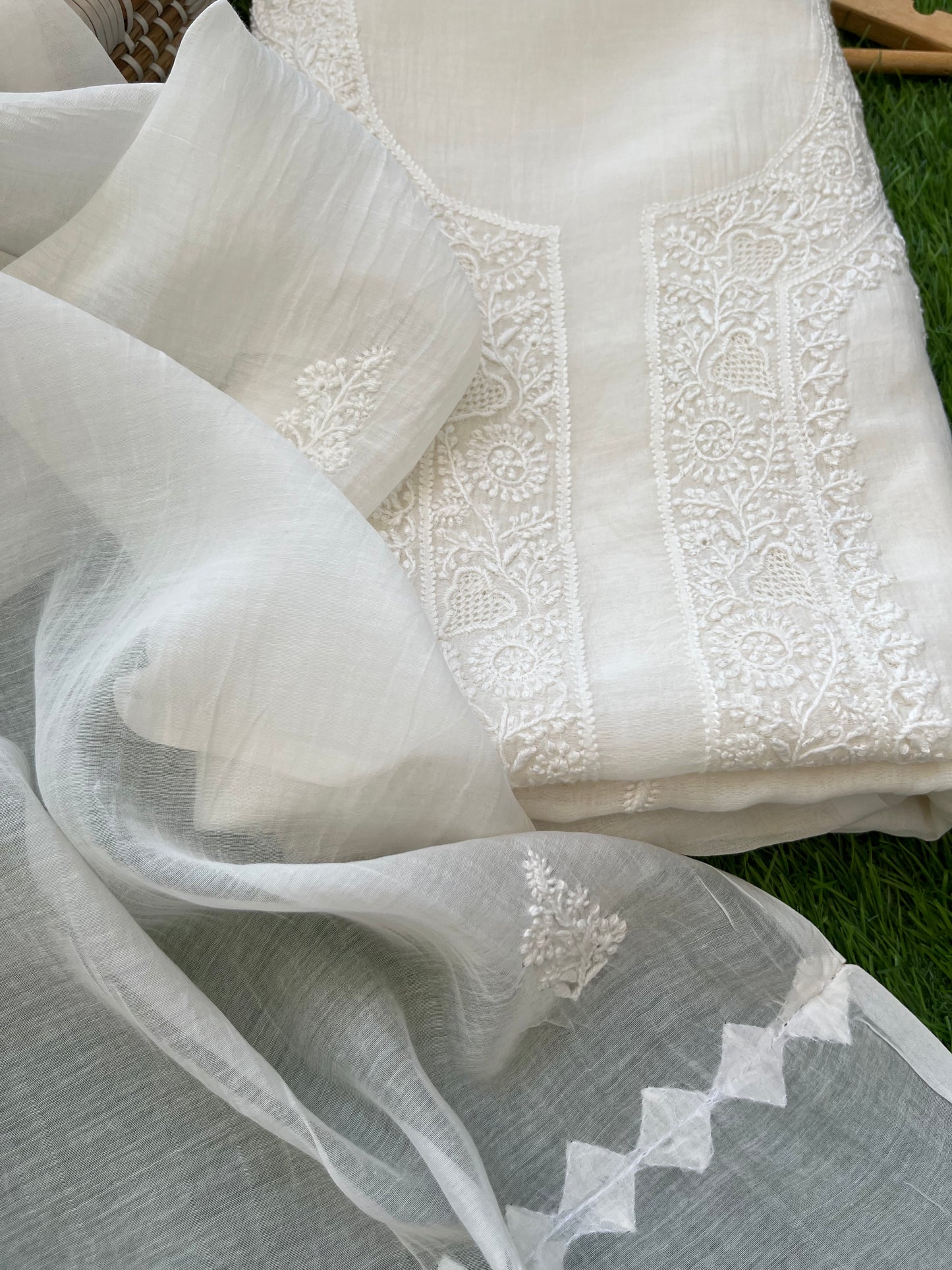 Chanderi Chikankari Kurta Dupatta