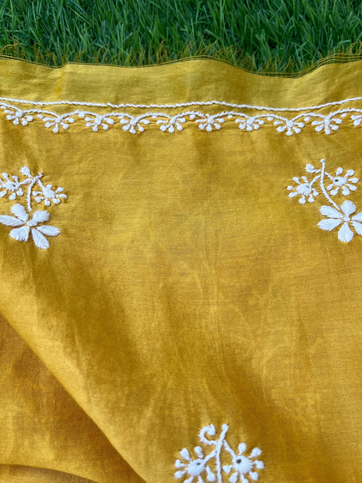 Chanderi chikankari kurta