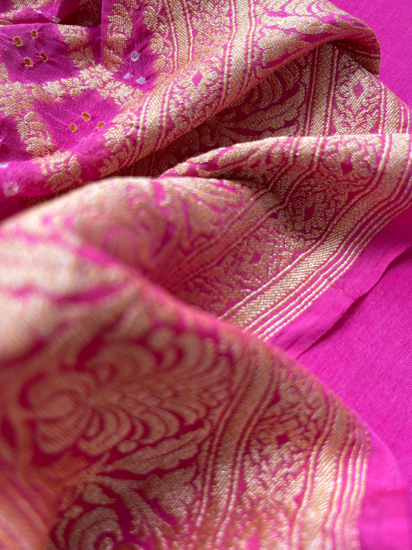 त्योहार् -Banarasi bandhani georgette dupatta chanderi fabric