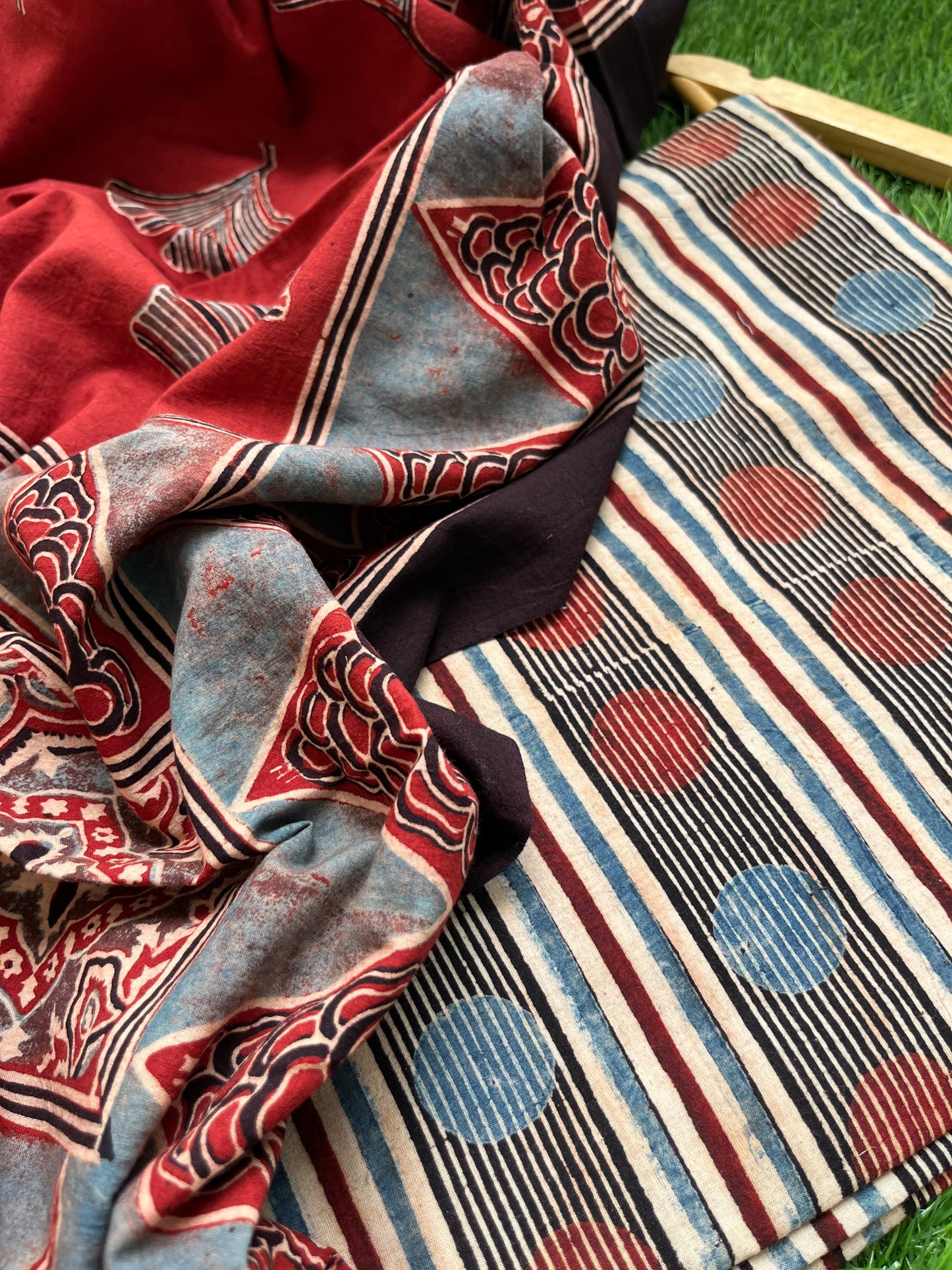 Ajrakh cotton Kurta bottom and dupatta