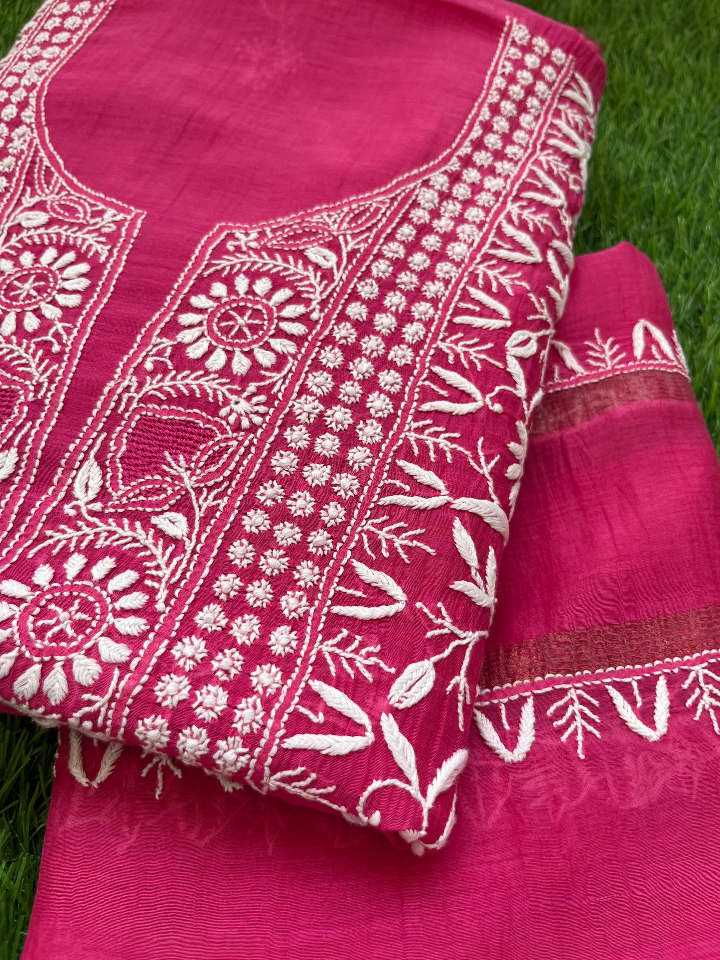 Chanderi Chikankari Kurta Dupatta
