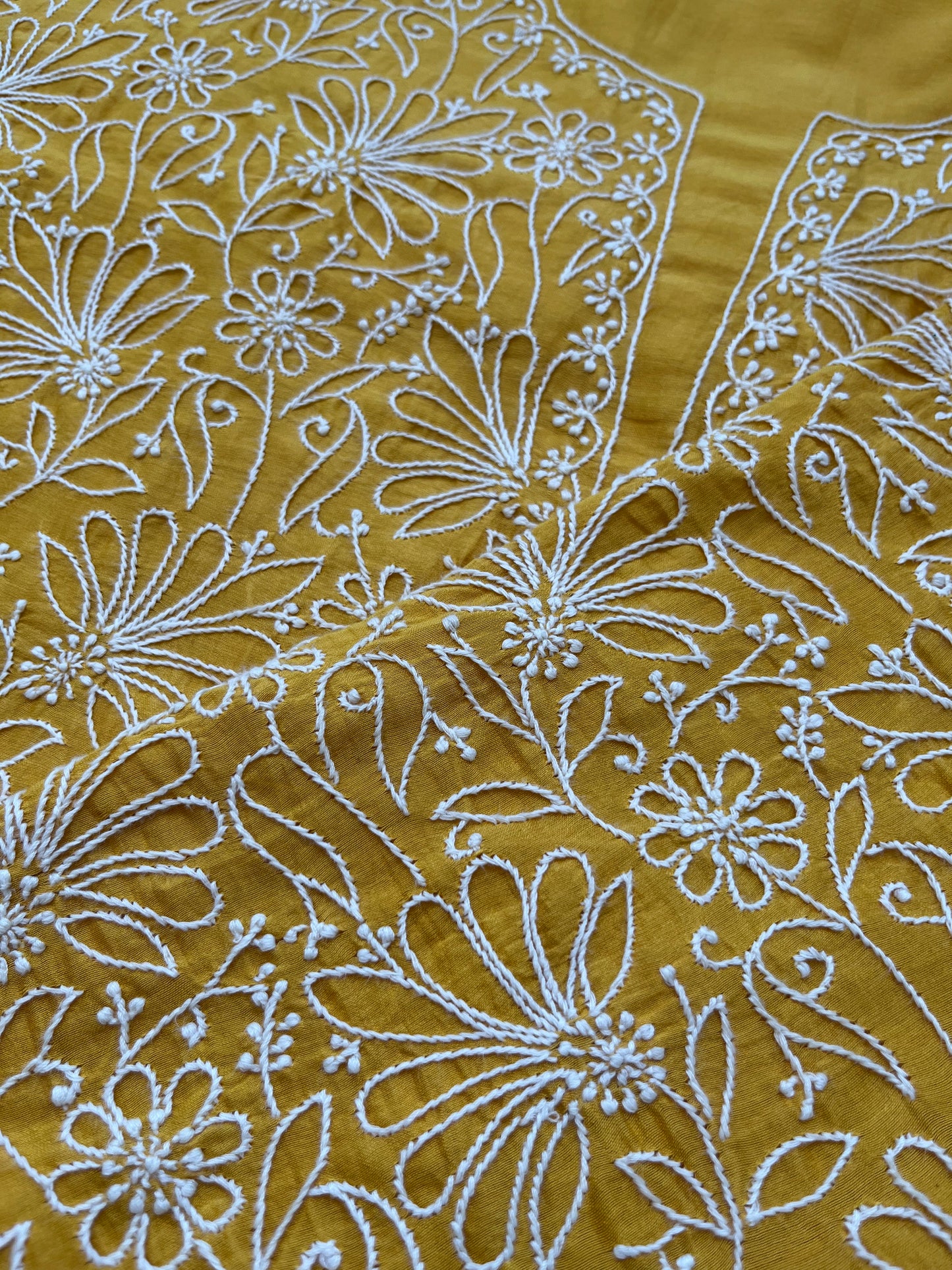 Chanderi chikankari kurta